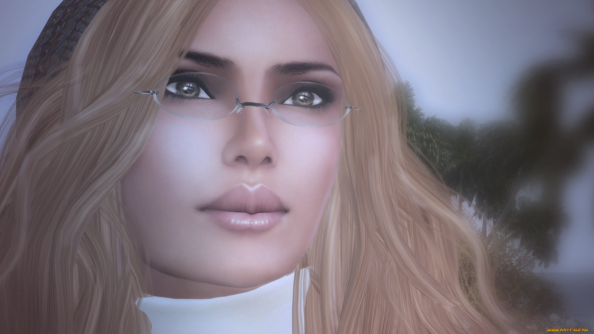3д, графика, portraits, портрет, очки, блондинка