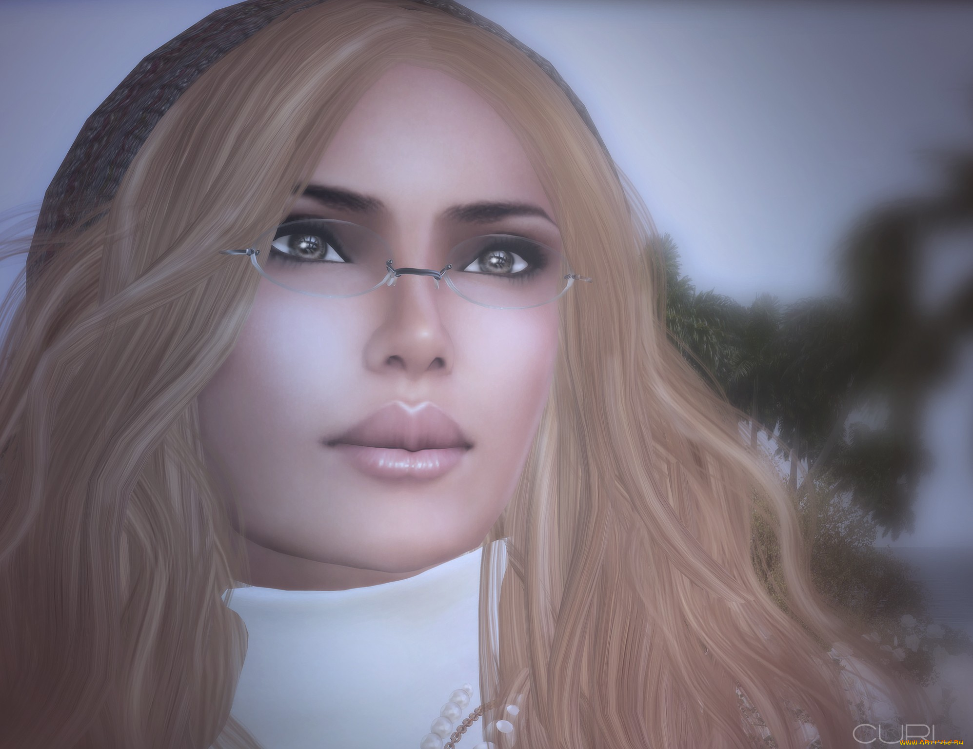 3д, графика, portraits, портрет, очки, блондинка