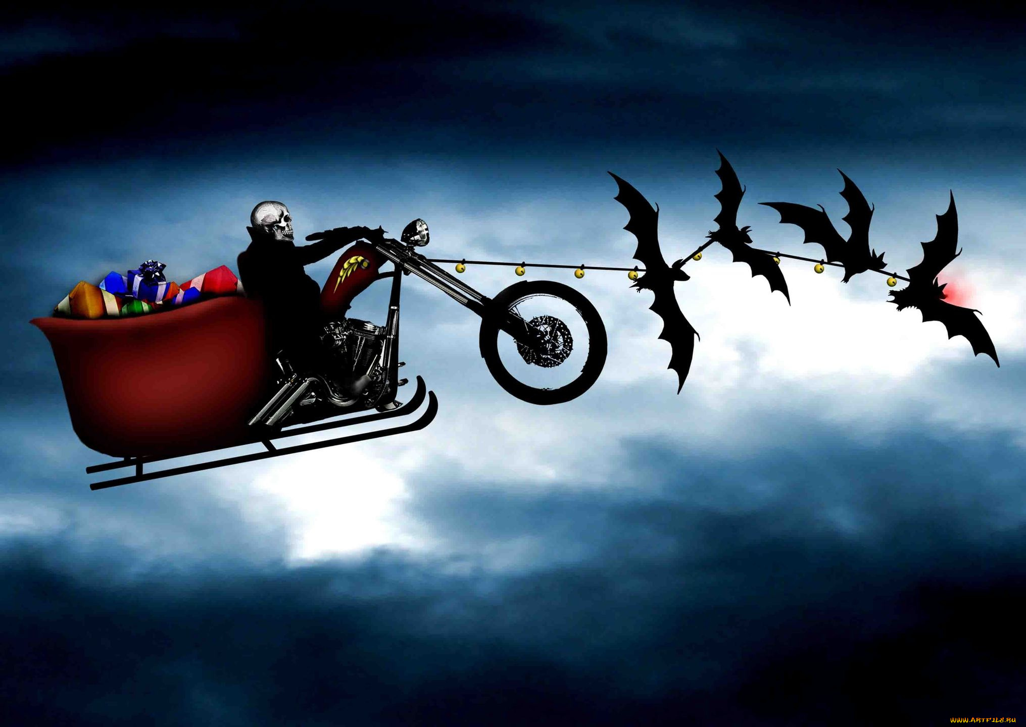 фэнтези, нежить, мотосани, летучие, мыши, смерть, подарки
