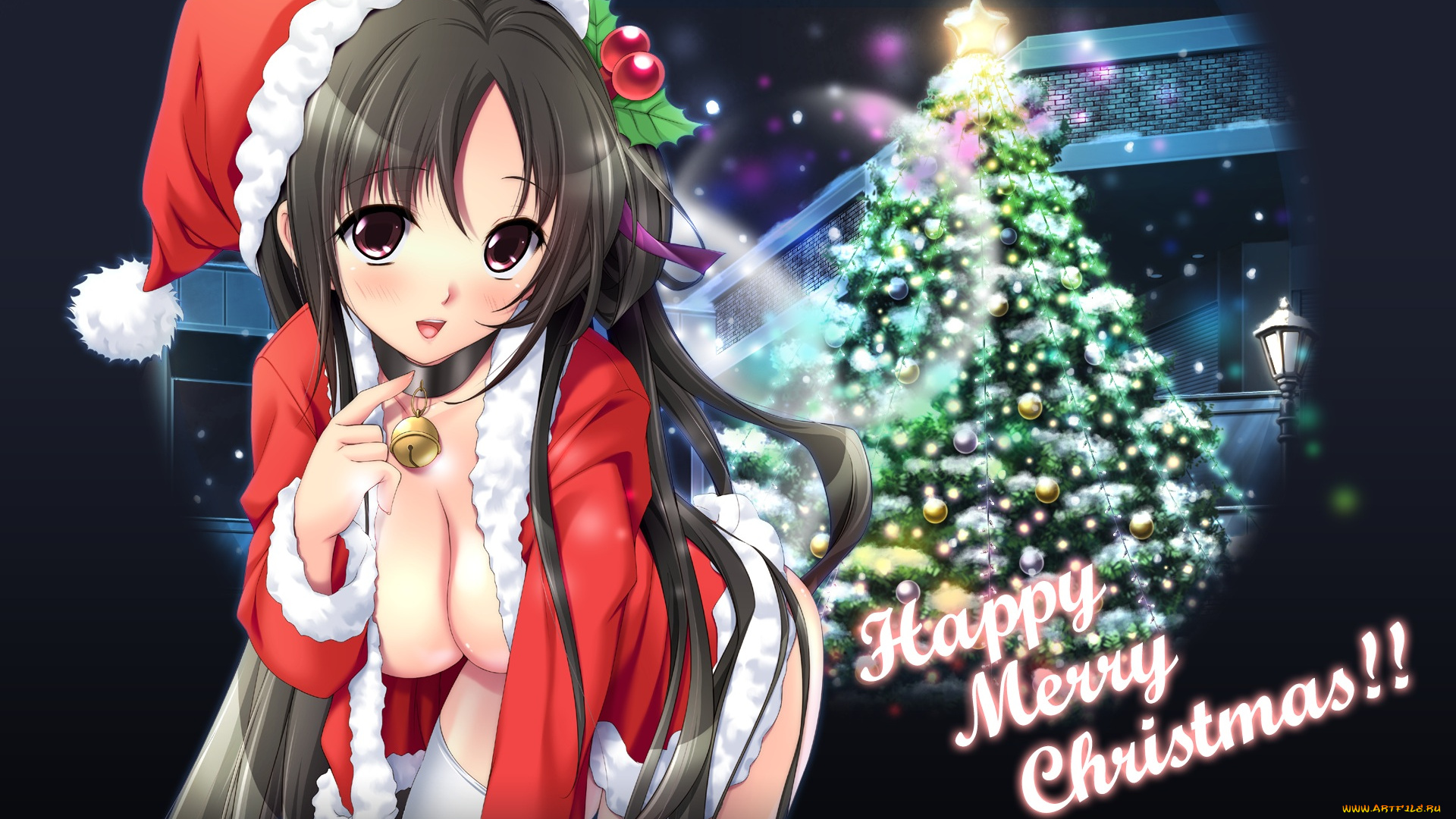 аниме, merry, chrismas, winter, ёлка