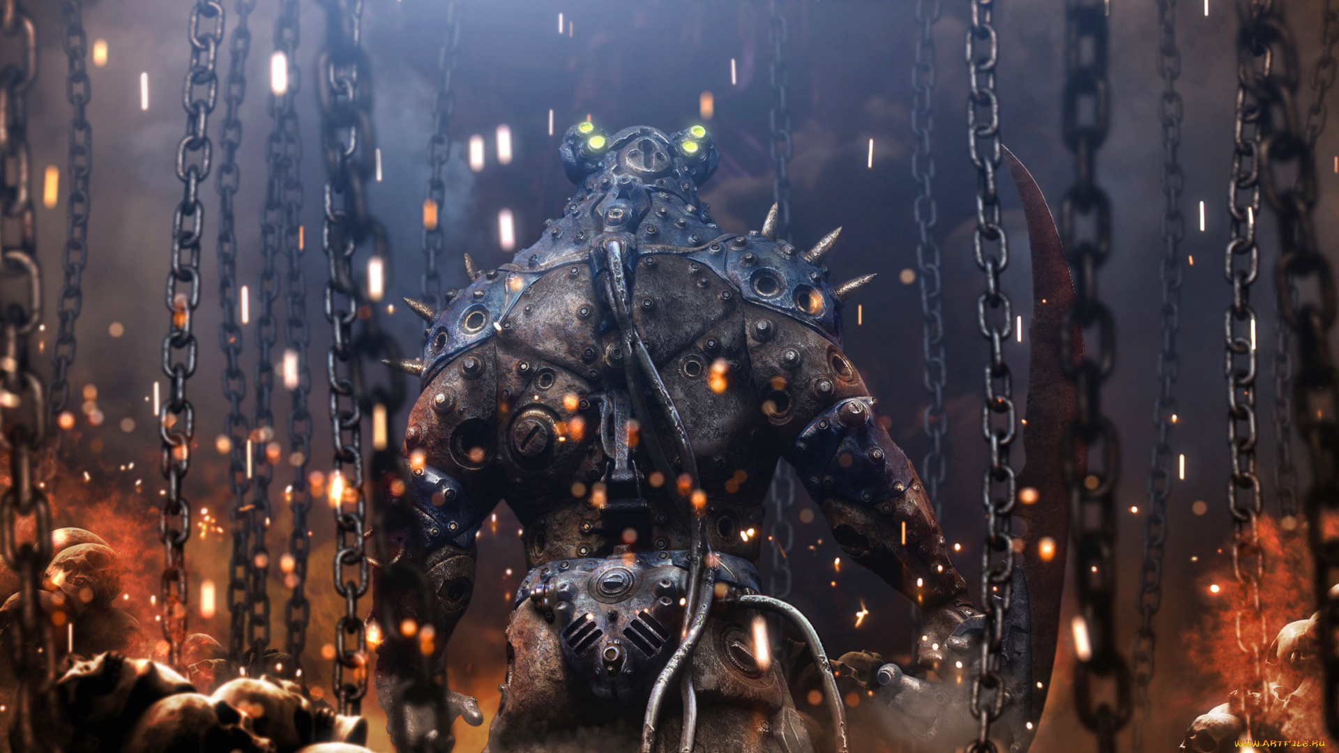 фэнтези, роботы, киборги, механизмы, цепи