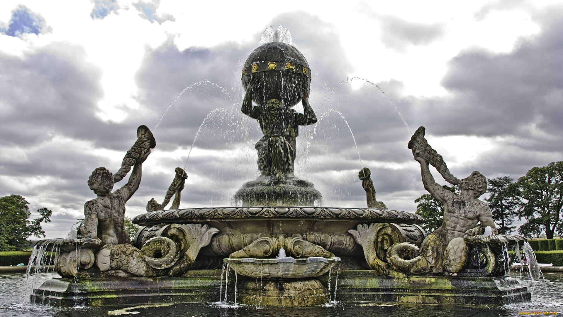 города, фонтаны, скульптуры, вода