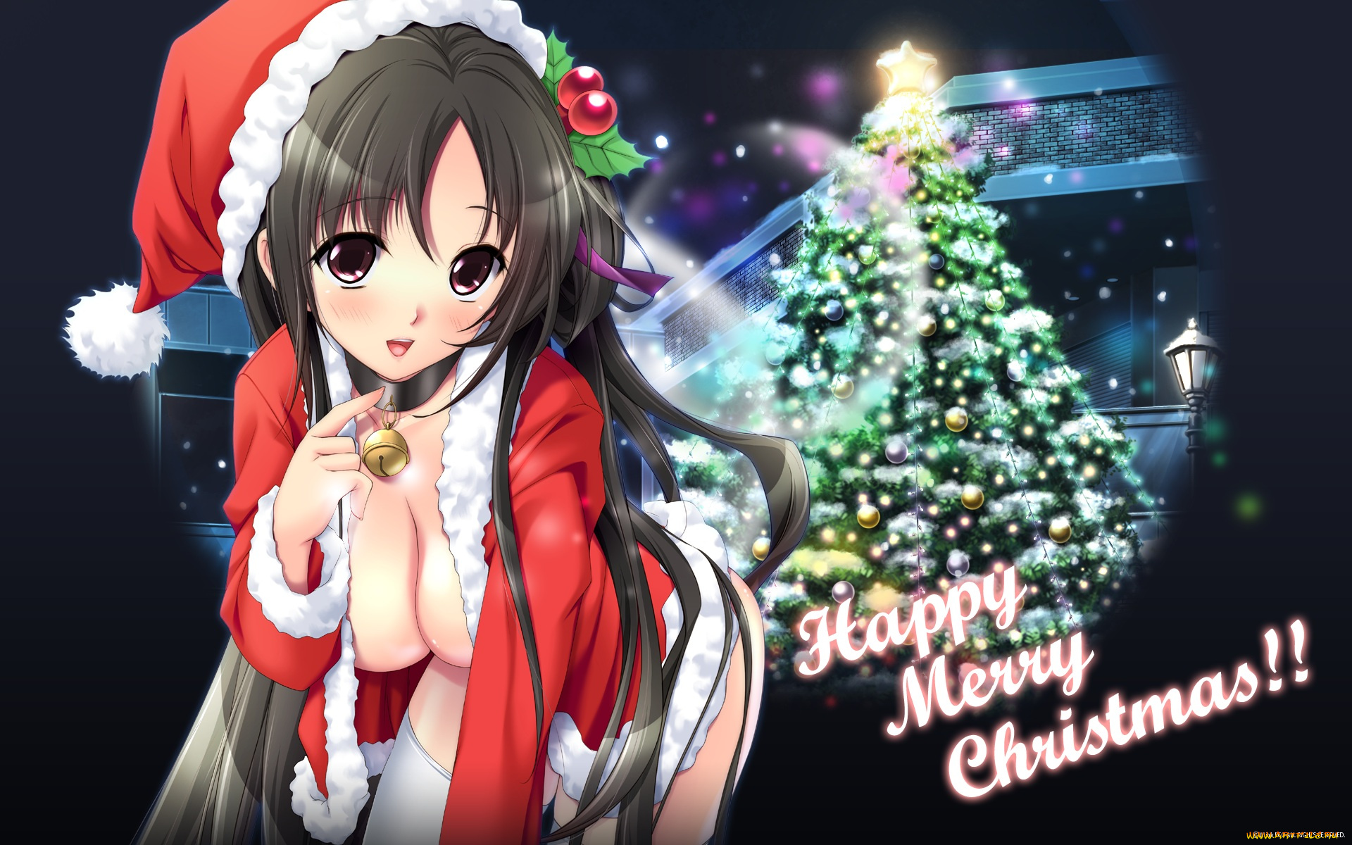 аниме, merry, chrismas, winter, ёлка