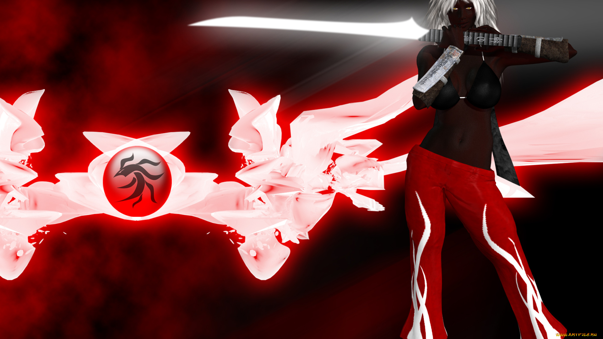 3д, графика, fantasy, , фантазия, ханаан, меч, символ, девушка