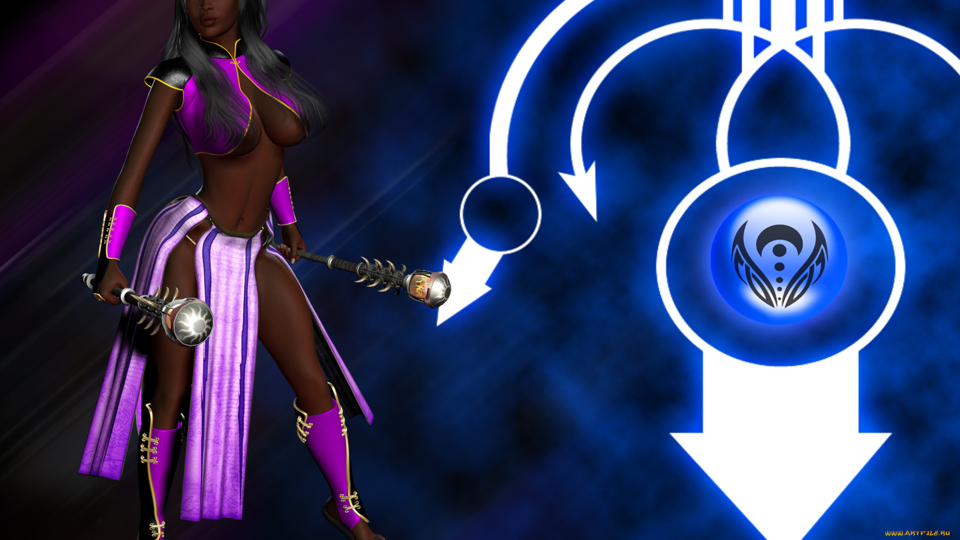 3д, графика, fantasy, , фантазия, жезлы, девушка, ханаан, символ