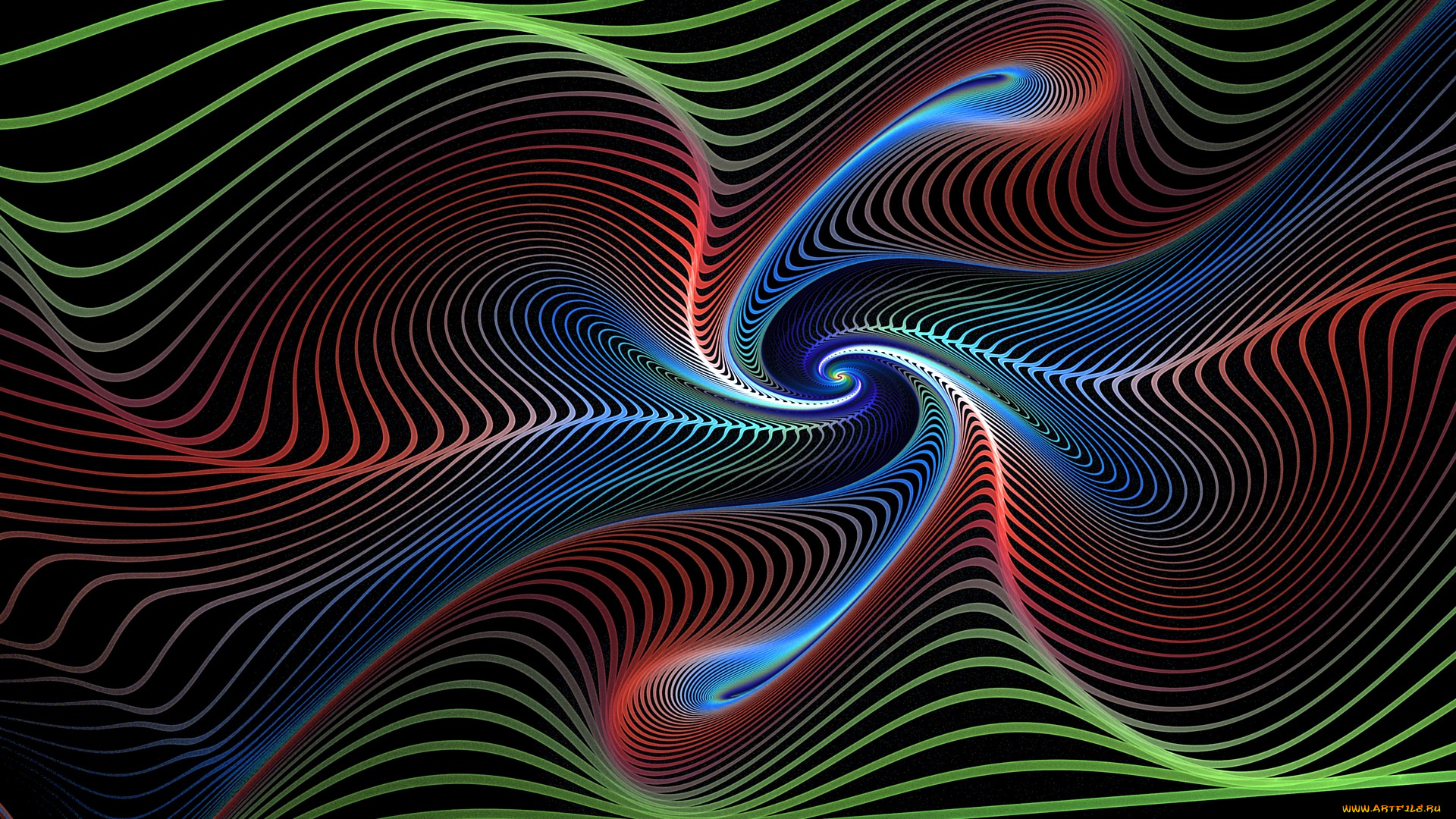 3д, графика, fractal, , фракталы, изгибы, узор, линии, фон, цвета