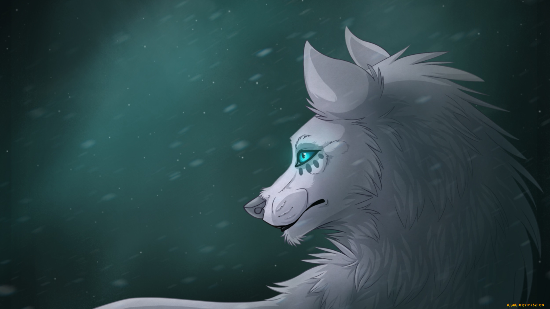 рисованные, животные, , сказочные, , мифические, волк, взляд