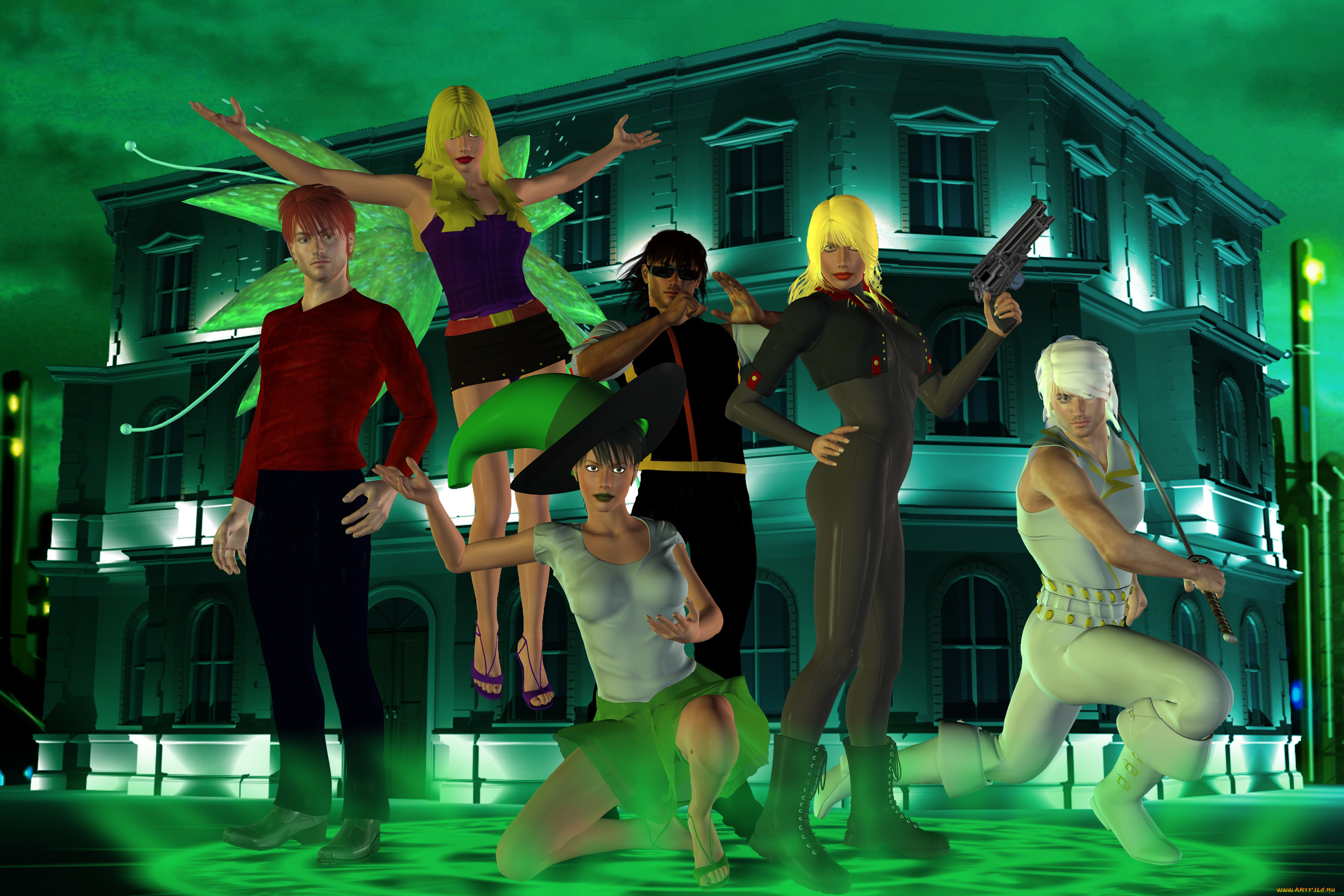 3д, графика, эльфы, , elves, оружие, девушки, мальчики