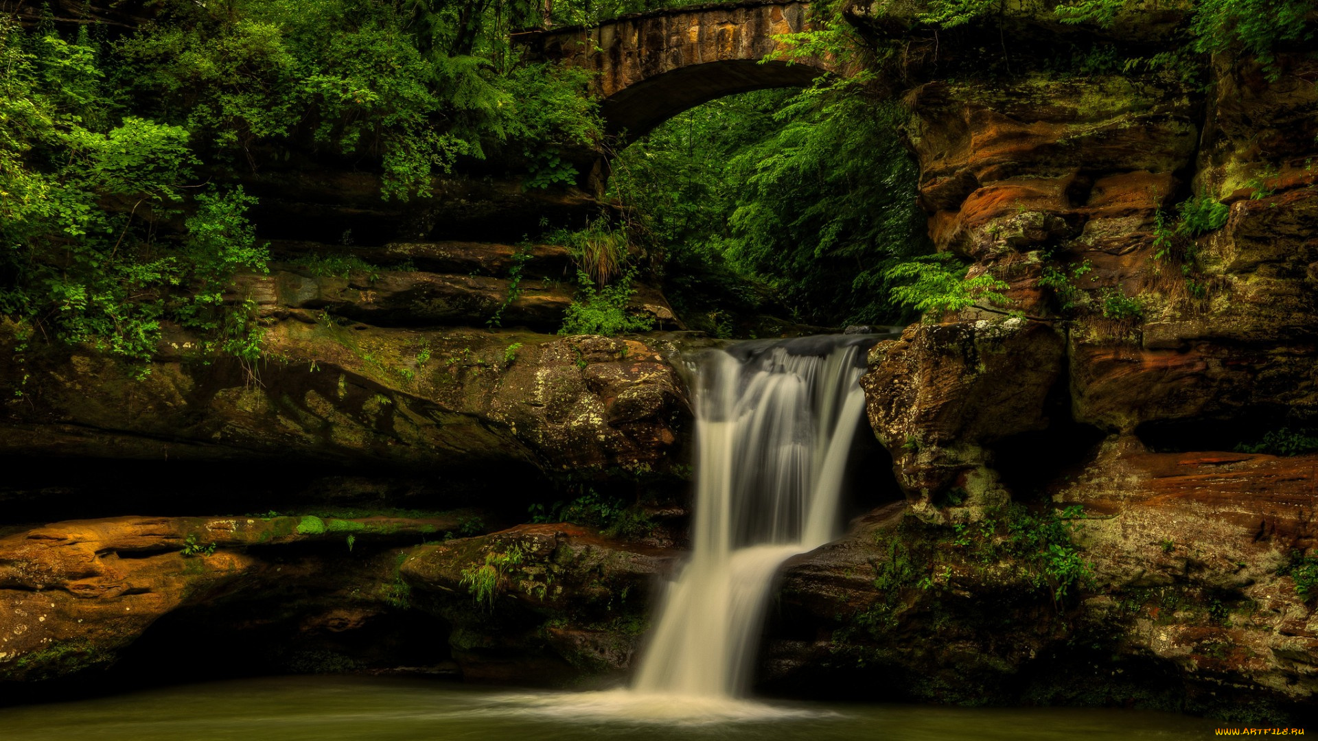 природа, водопады, камни, поток