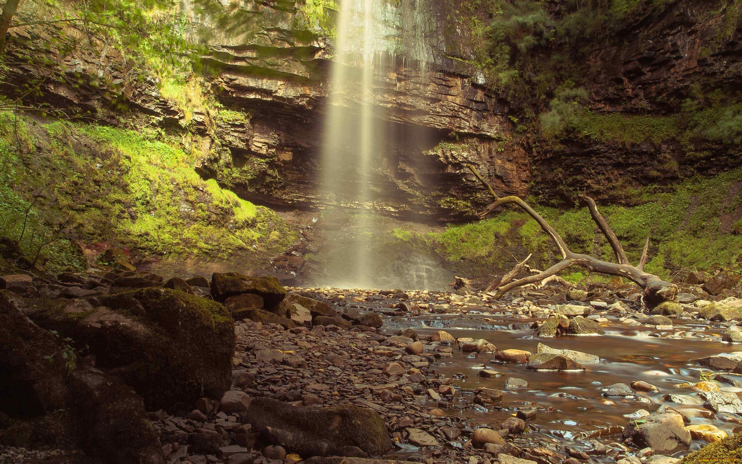 природа, водопады, камни, поток