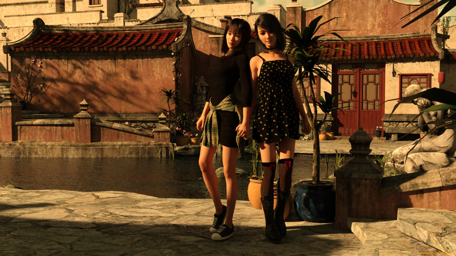 3д, графика, люди, , people, фон, взгляд, девушки