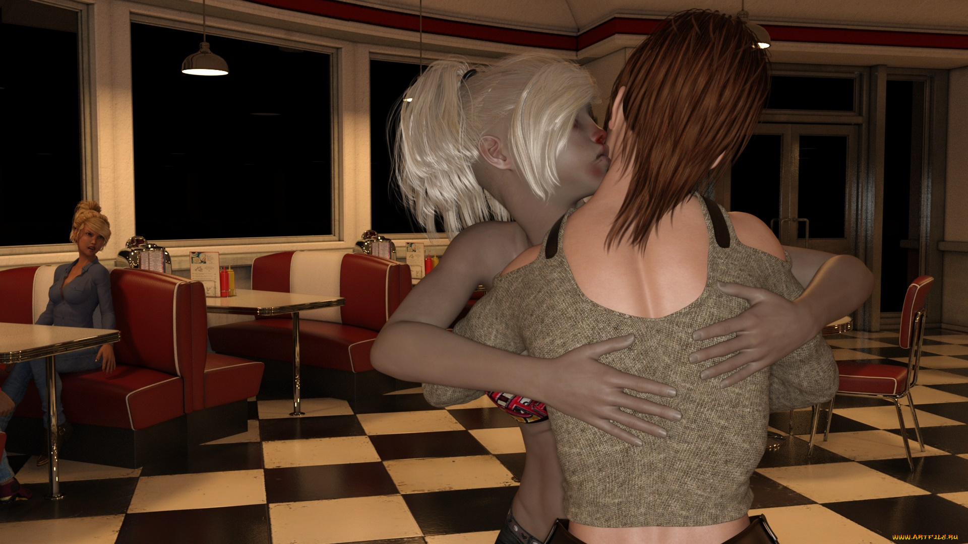 3д, графика, люди, , people, фон, взгляд, девушки