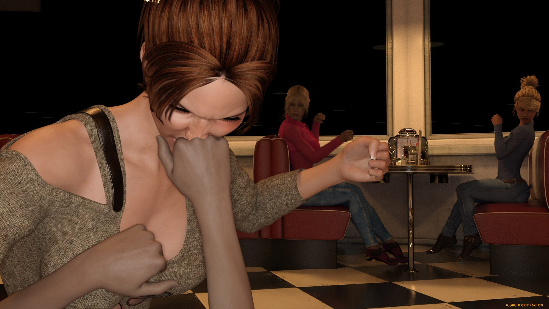 3д, графика, люди, , people, фон, взгляд, девушки