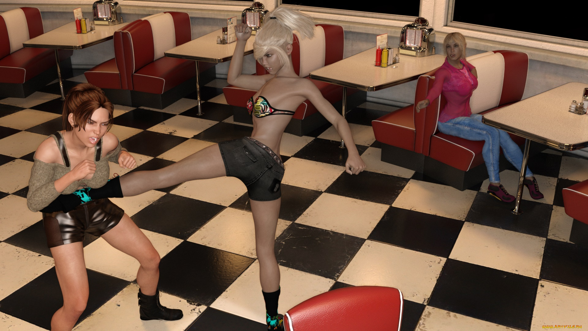 3д, графика, люди, , people, взгляд, девушки, фон