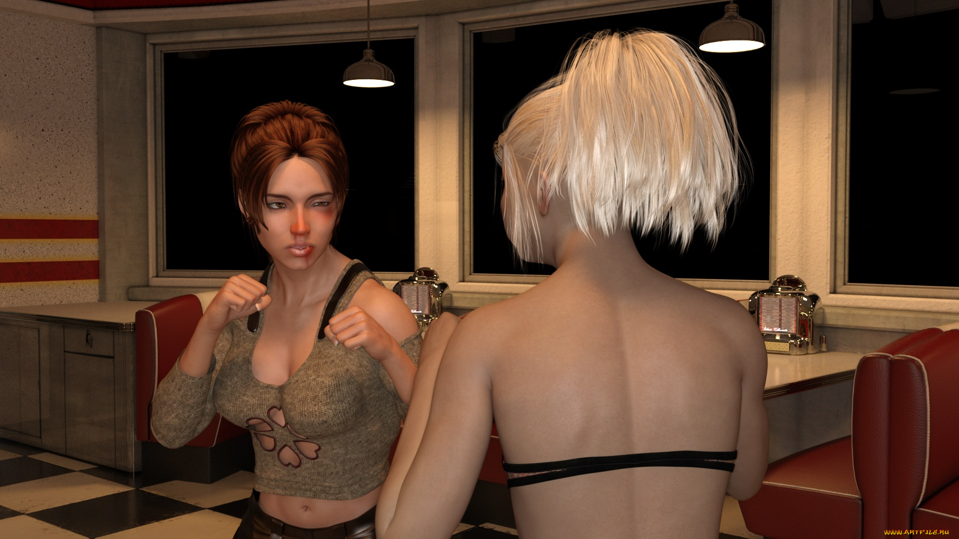 3д, графика, люди, , people, взгляд, девушки, фон