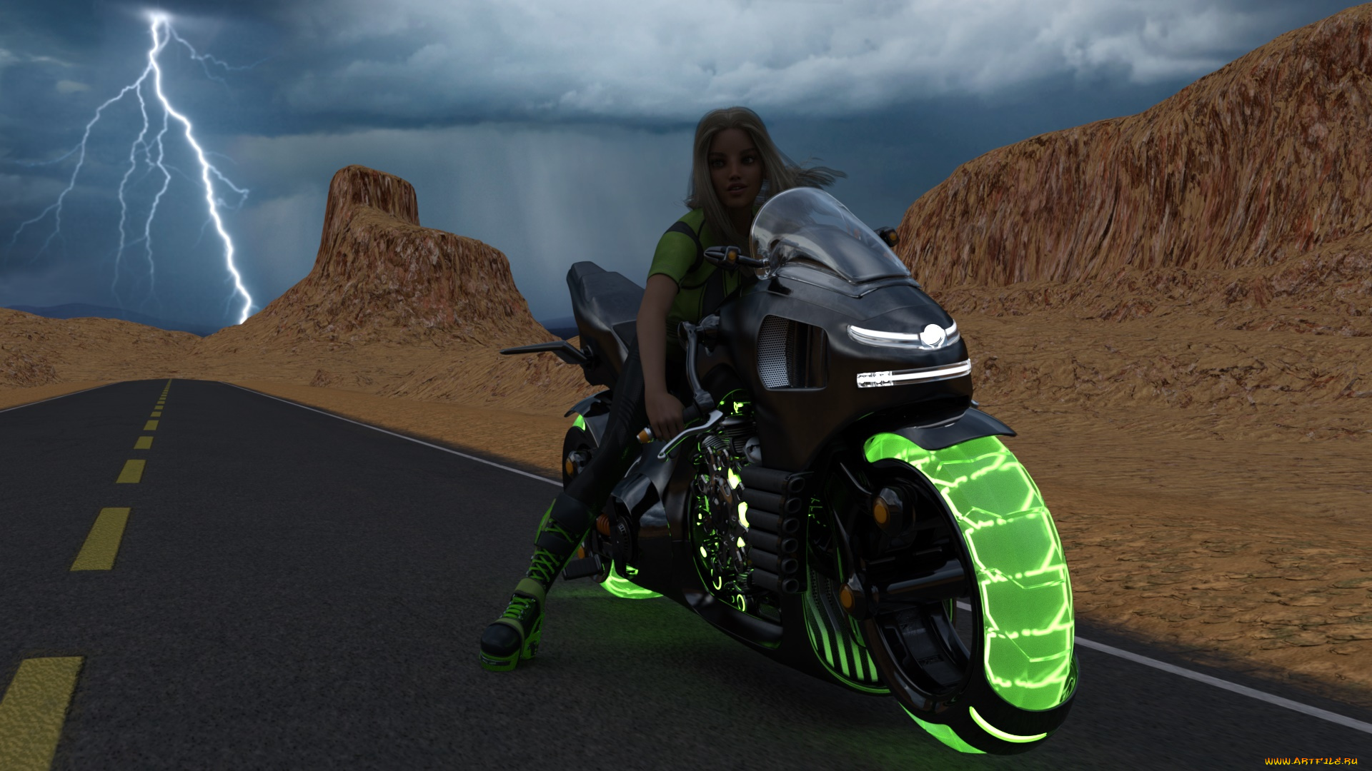 3д, графика, люди-авто, мото, , people-, car, , , moto, фон, взгляд, девушка