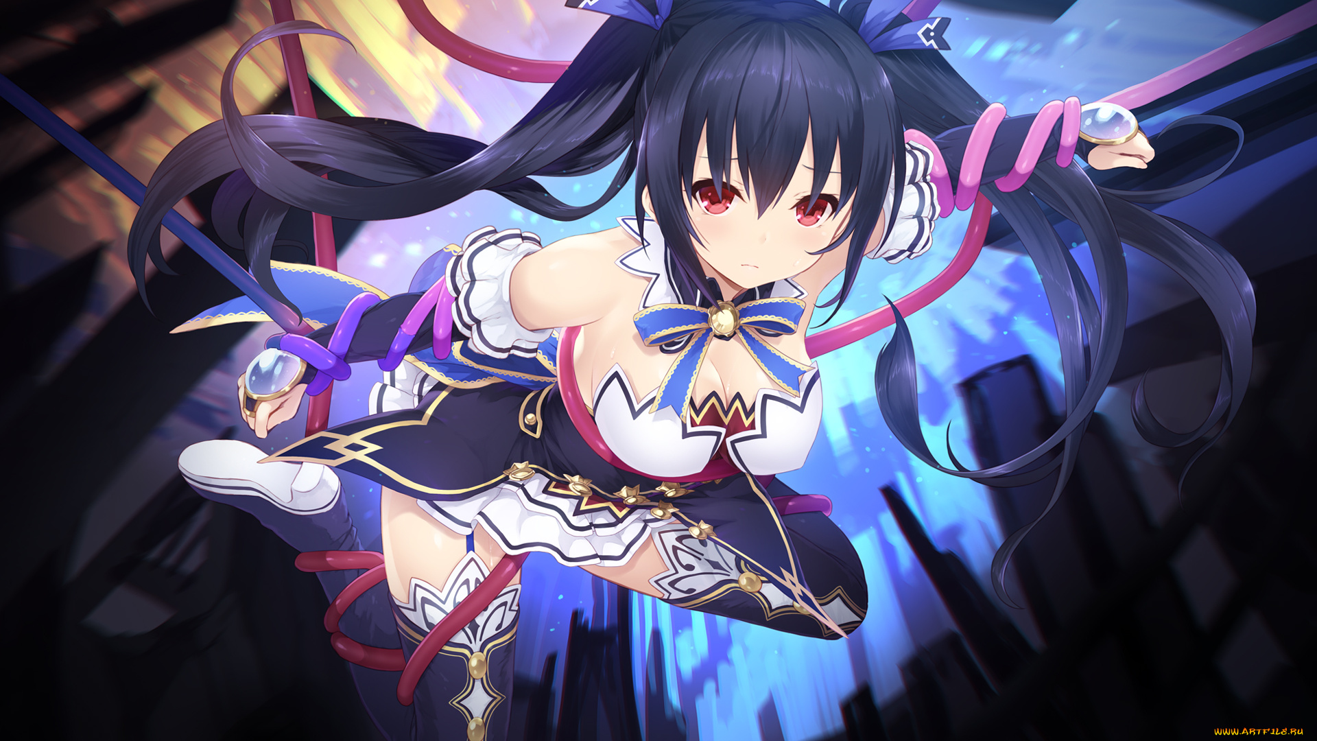 аниме, hyperdimension, neptunia, фон, девушка, взгляд