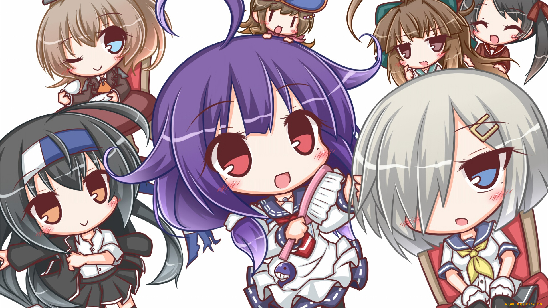 аниме, kantai, collection, девушки, фон, взгляд