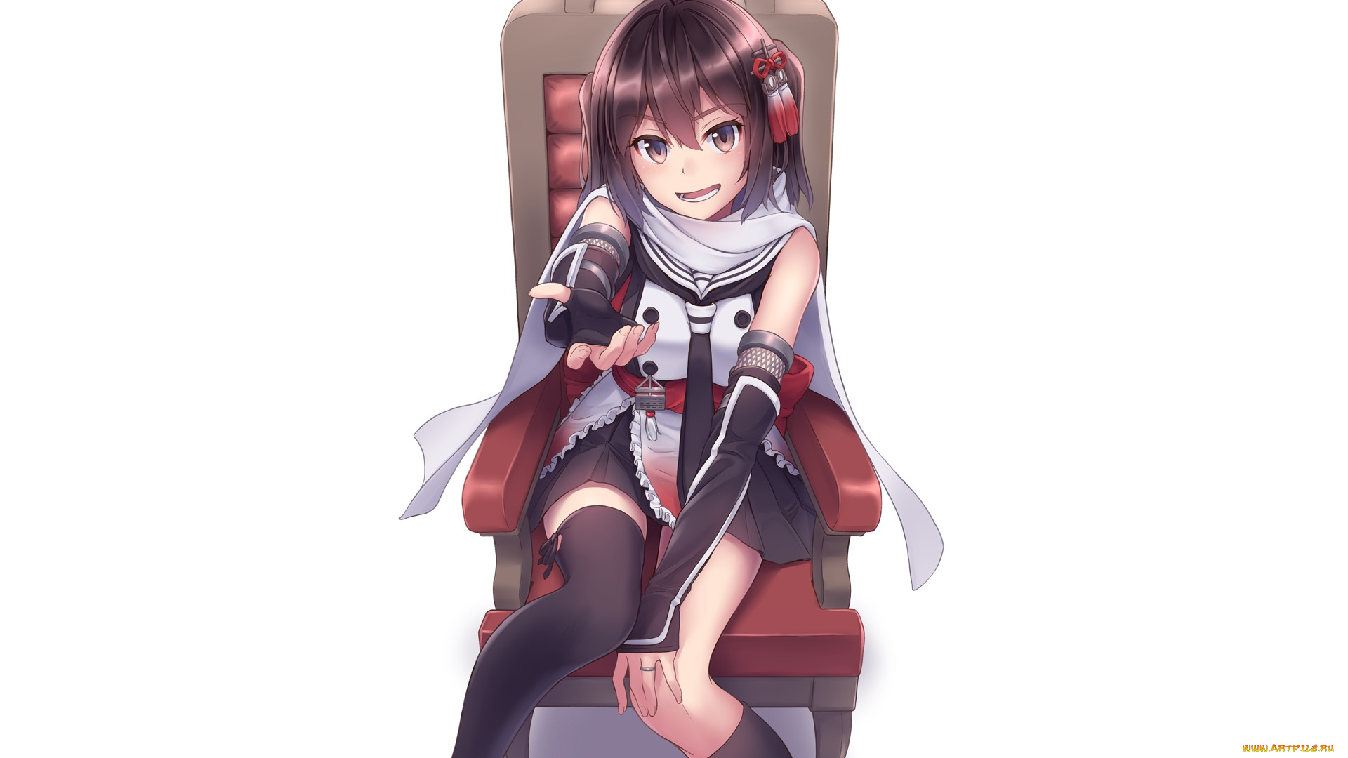 аниме, kantai, collection, фон, взгляд, девушка