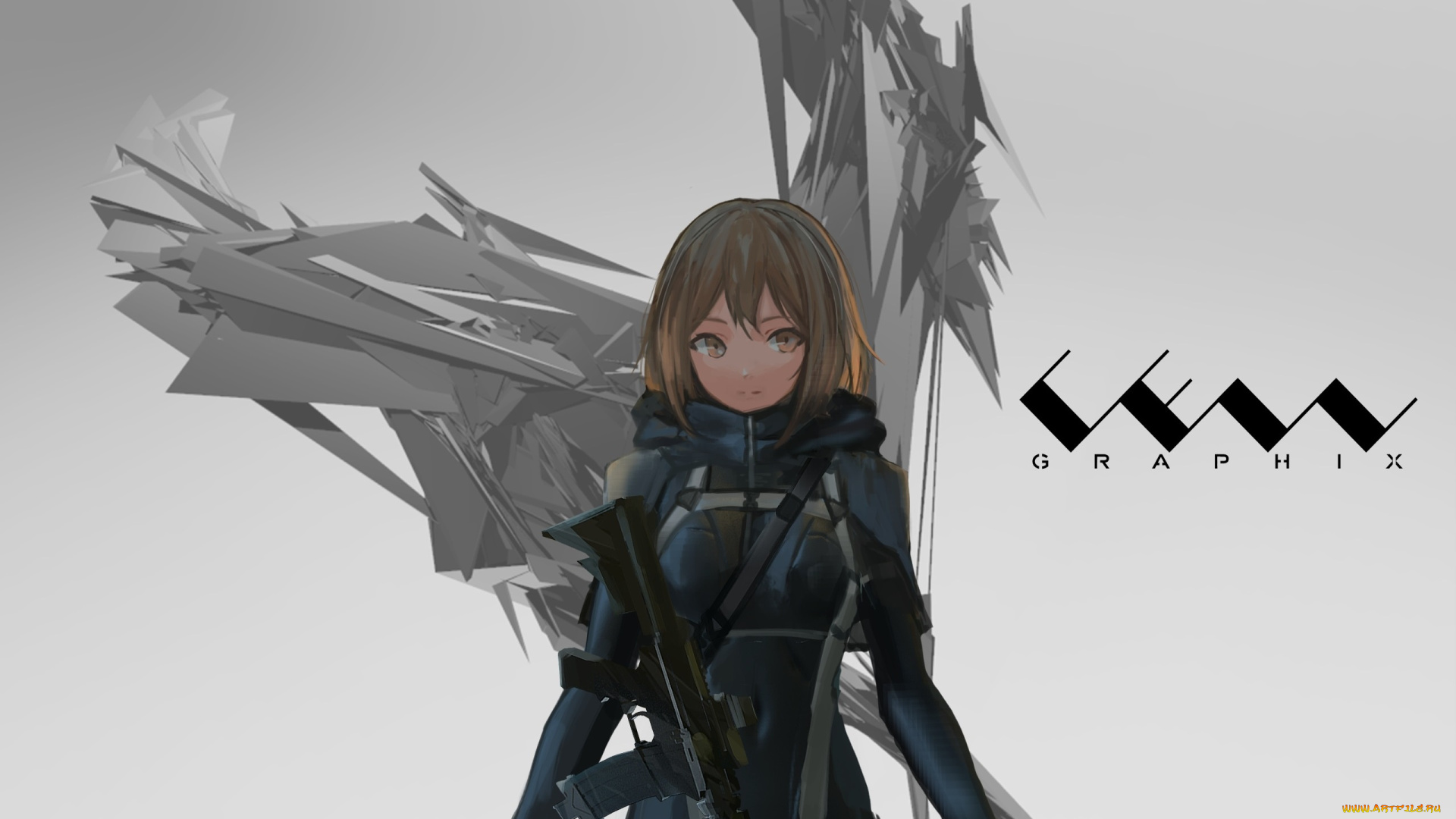 аниме, оружие, , техника, , технологии, девушка, арт