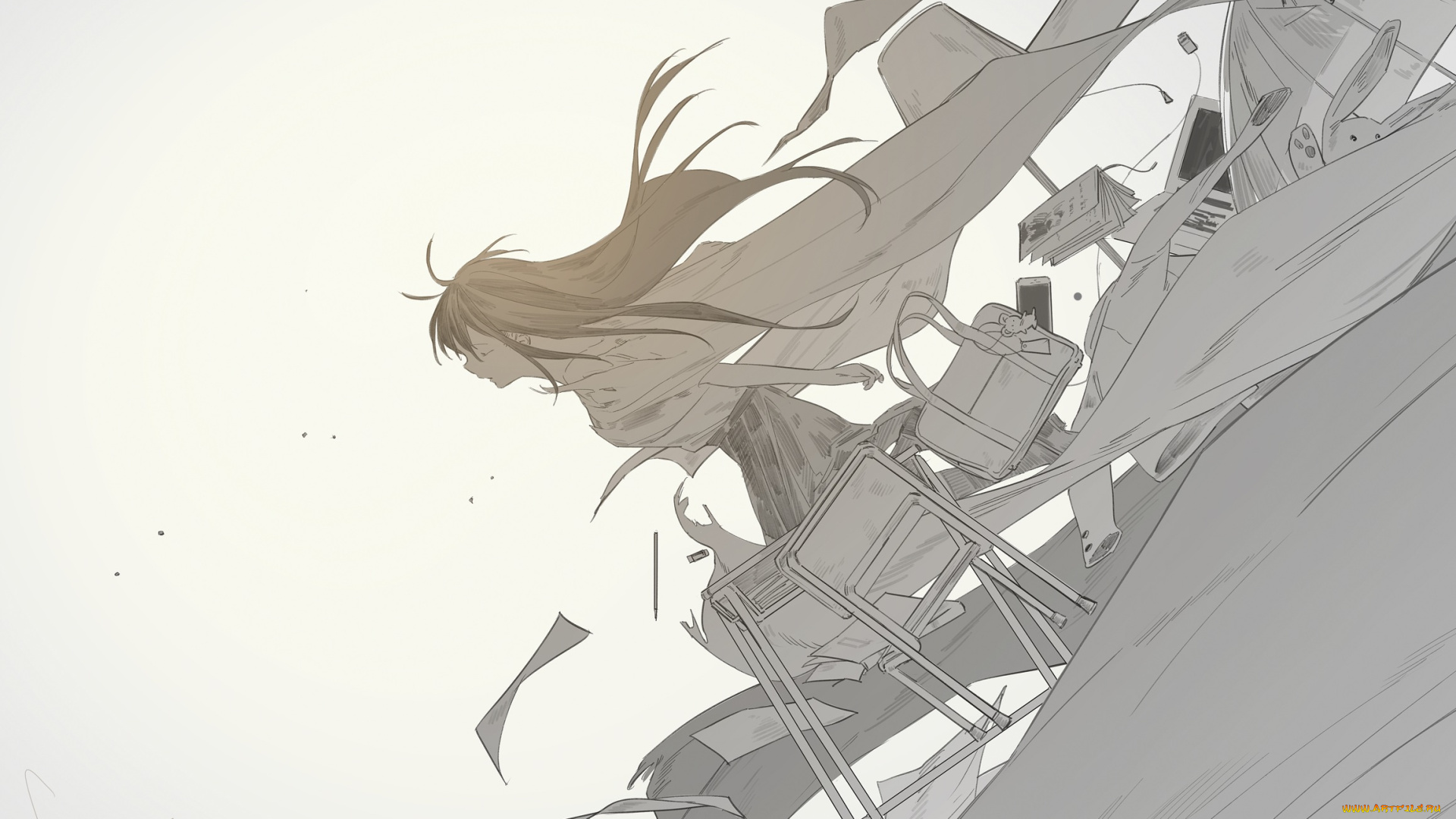 аниме, оружие, , техника, , технологии, девушка, арт