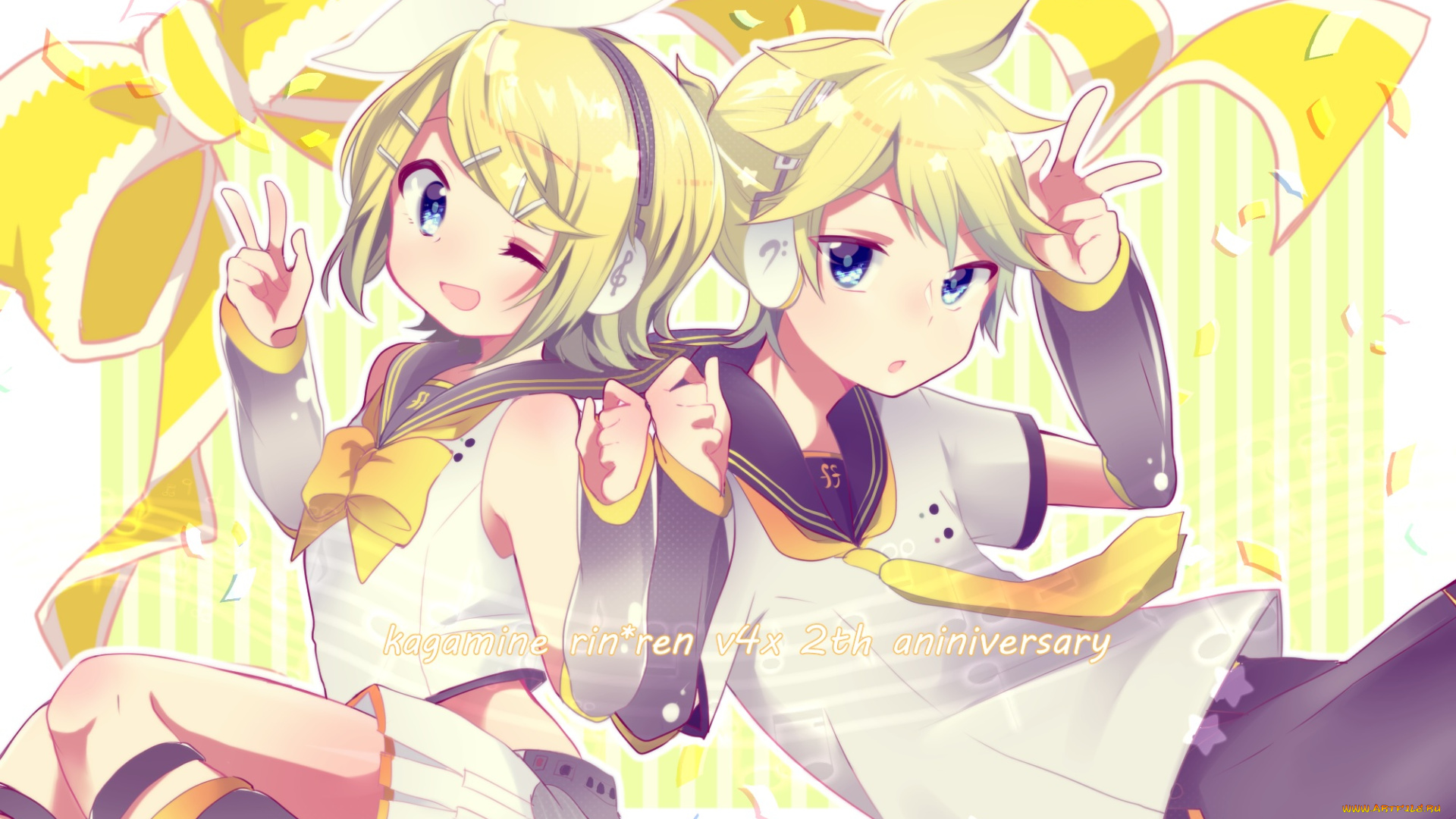 аниме, vocaloid, kagamine, rin, len