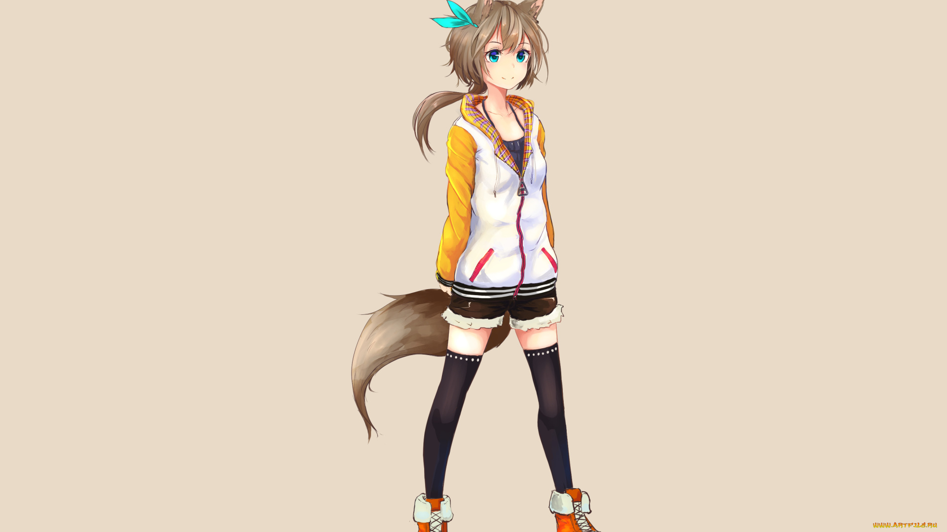 аниме, животные, , существа, фон, взгляд, девушка