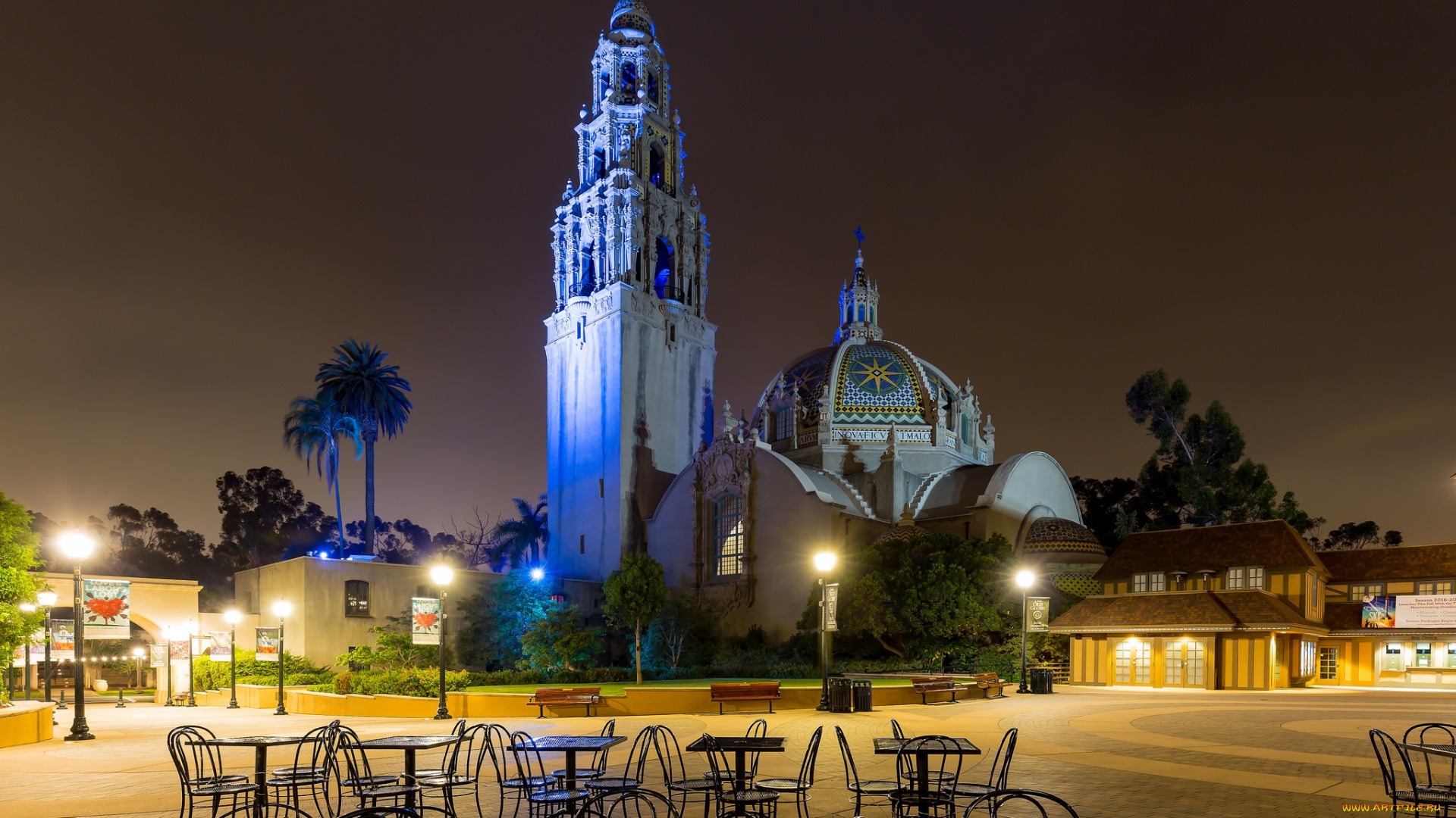 balboa, города, -, огни, ночного, города, ночь, огни