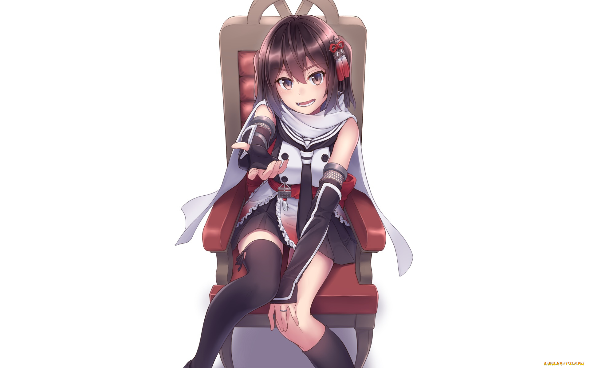 аниме, kantai, collection, фон, взгляд, девушка