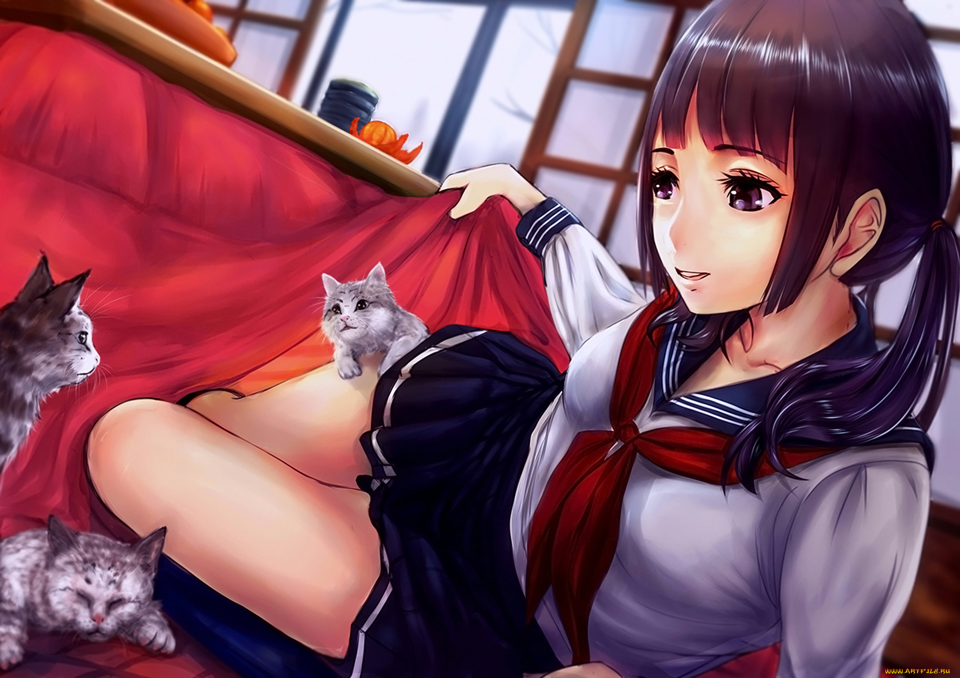 аниме, животные, , существа, девушка