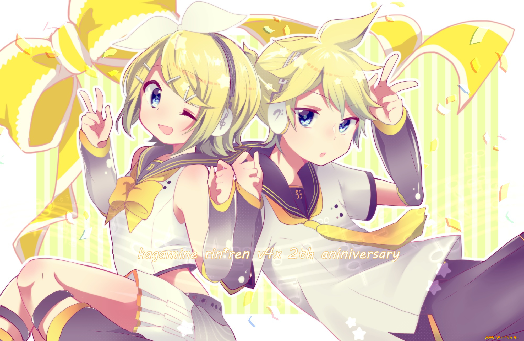 аниме, vocaloid, kagamine, rin, len
