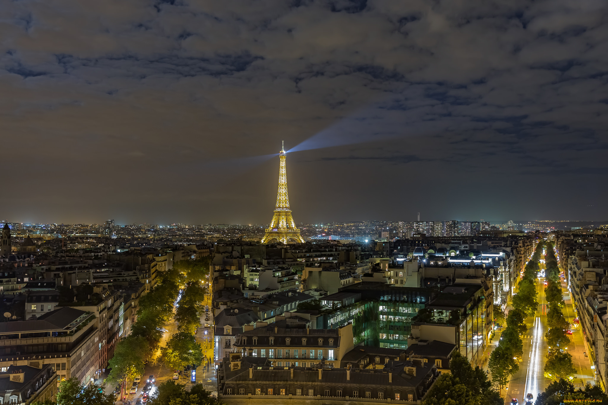 eiffel, tower, города, париж, , франция, панорама, огни, ночь