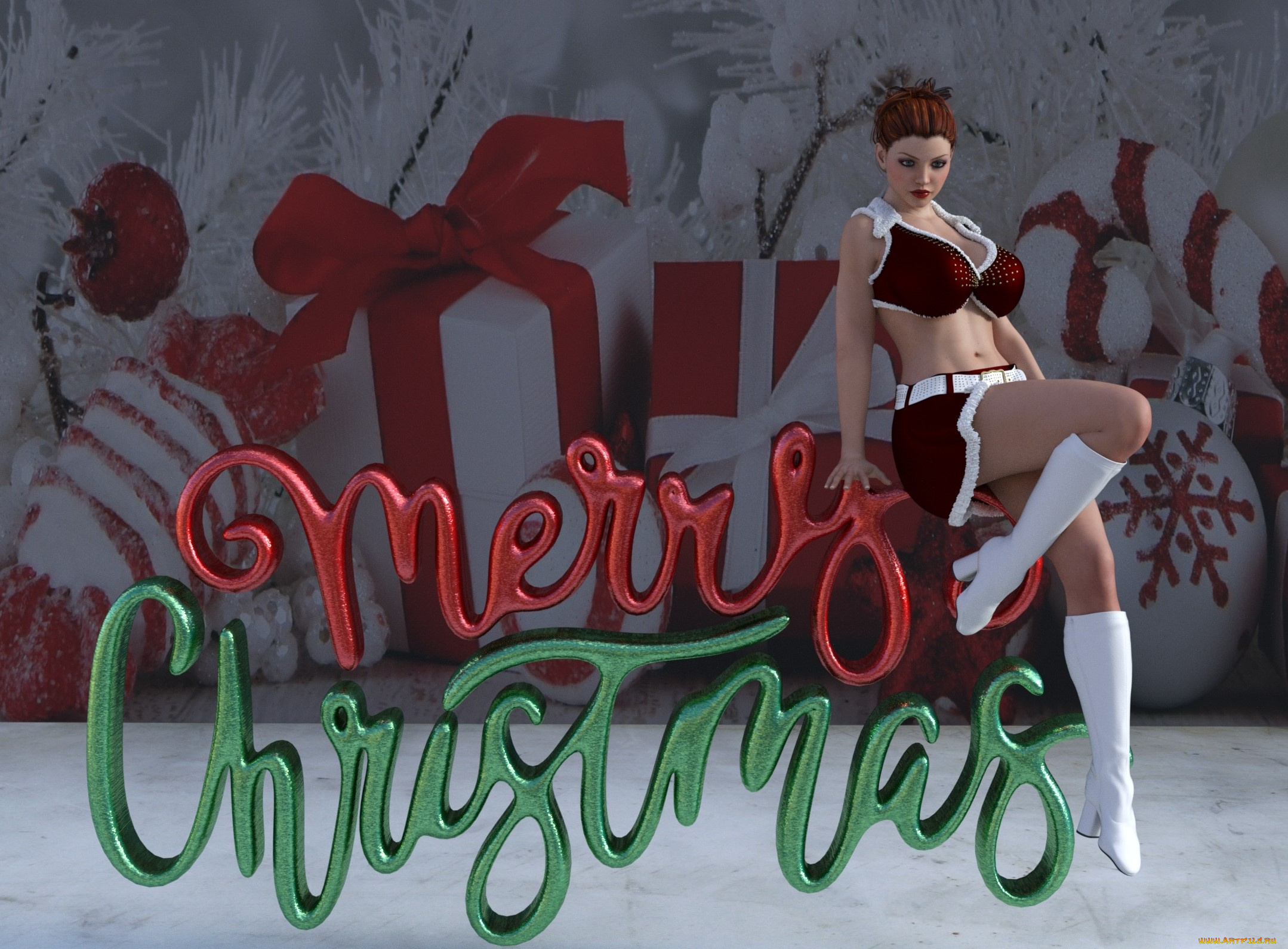 3д, графика, праздники, , holidays, фон, взгляд, девушка