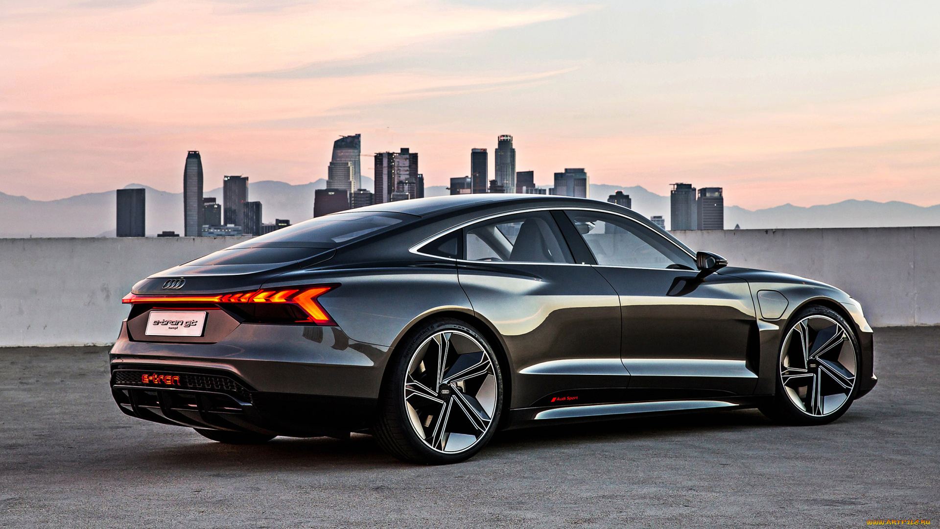 2019, audi, e-tron, gt, автомобили, audi, ауди, черный, электромобиль, купе, немецкие, вид, сзади, спортивный, автомобиль, концепт, внешность