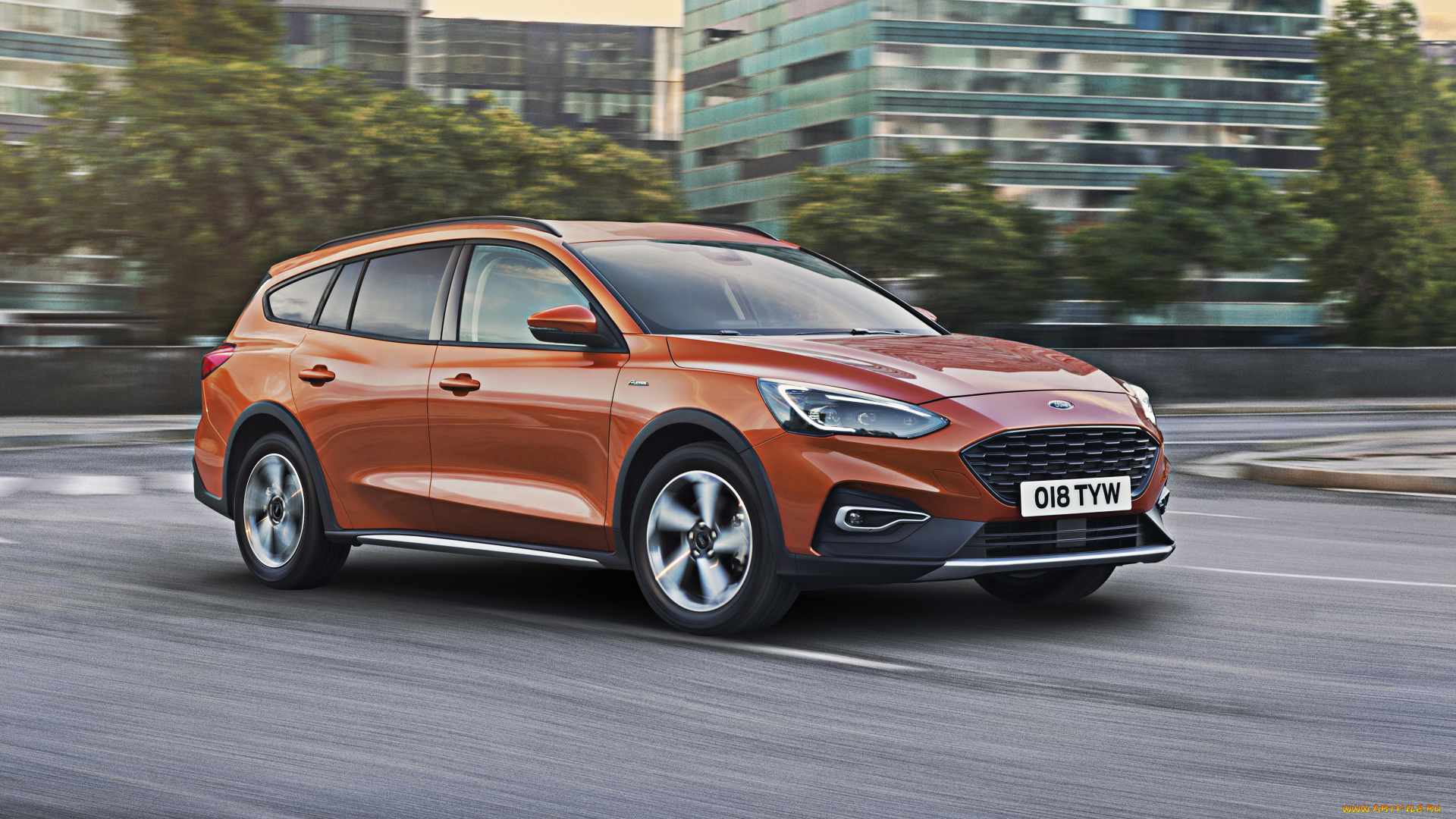 2019, ford, focus, автомобили, ford, универсал, фокус, форд, американские, оранжевый, фургон, вид, спереди