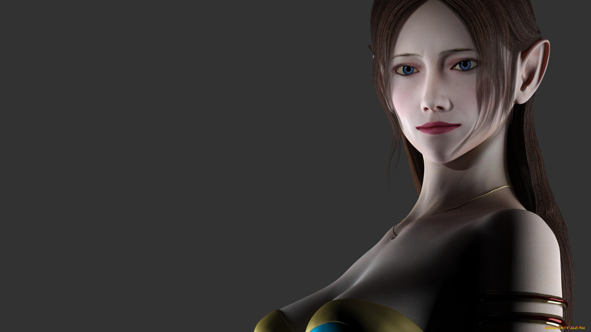 3д, графика, эльфы, , elves, девушка, взгляд, фон