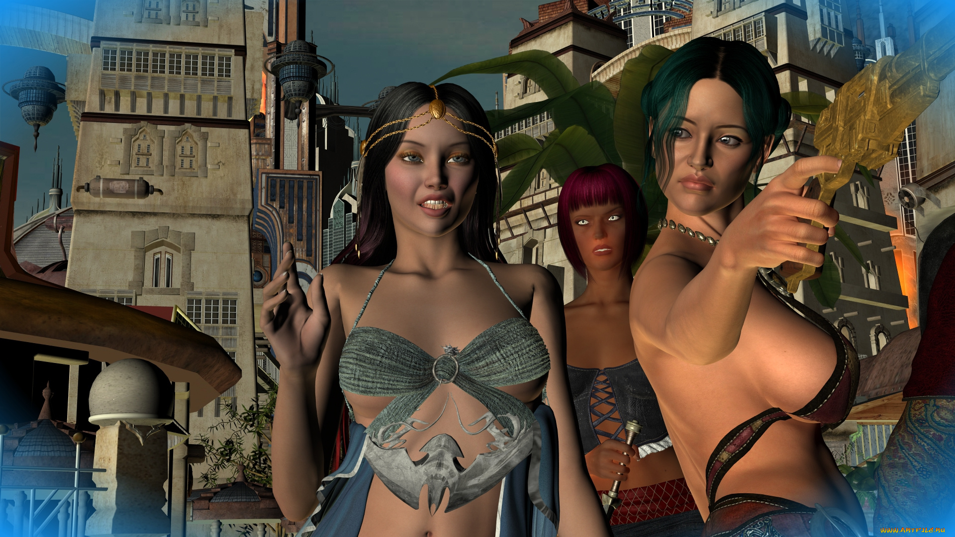 3д, графика, фантазия, , fantasy, фон, взгляд, девушки