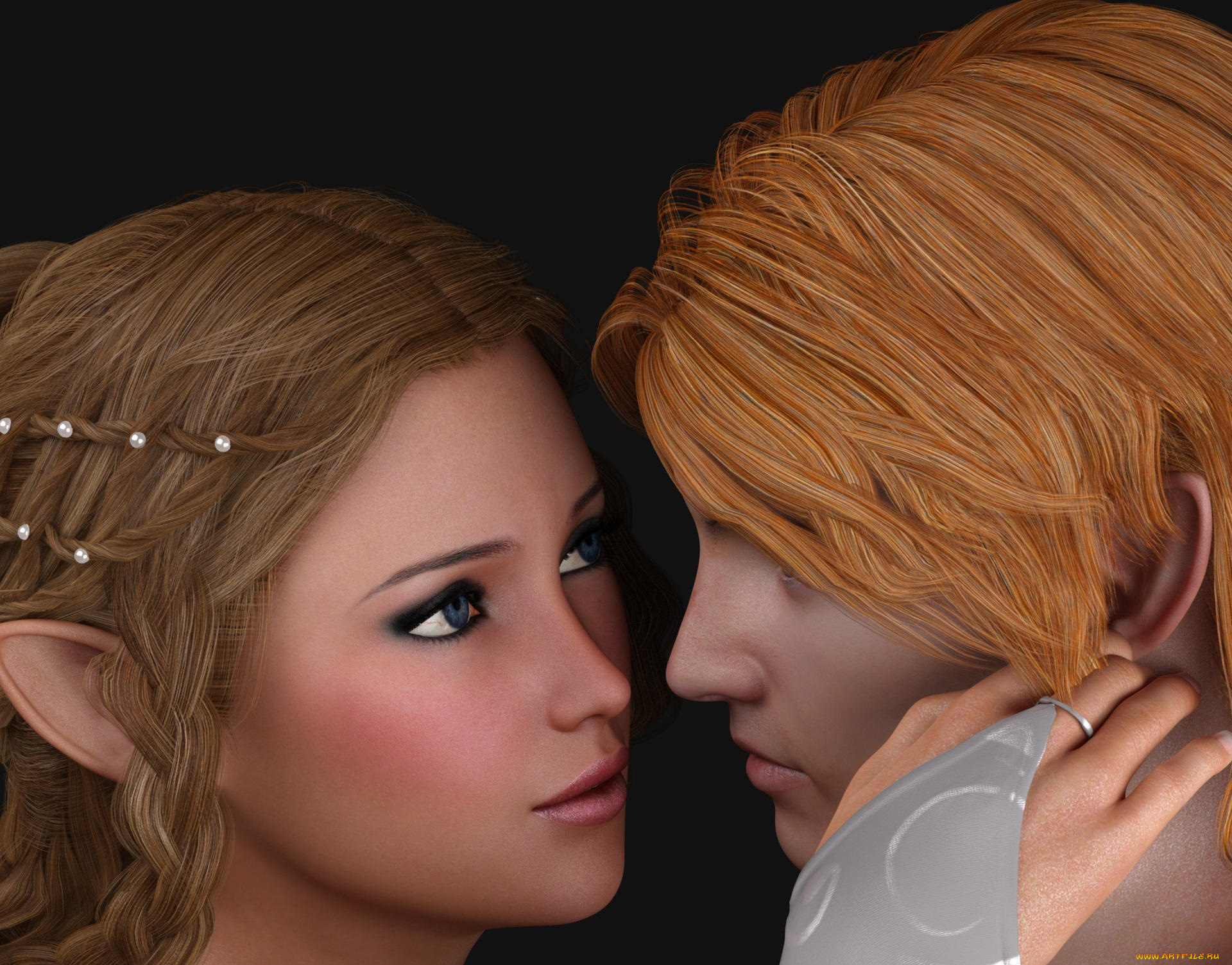 3д, графика, эльфы, , elves, фон, взгляд, девушки