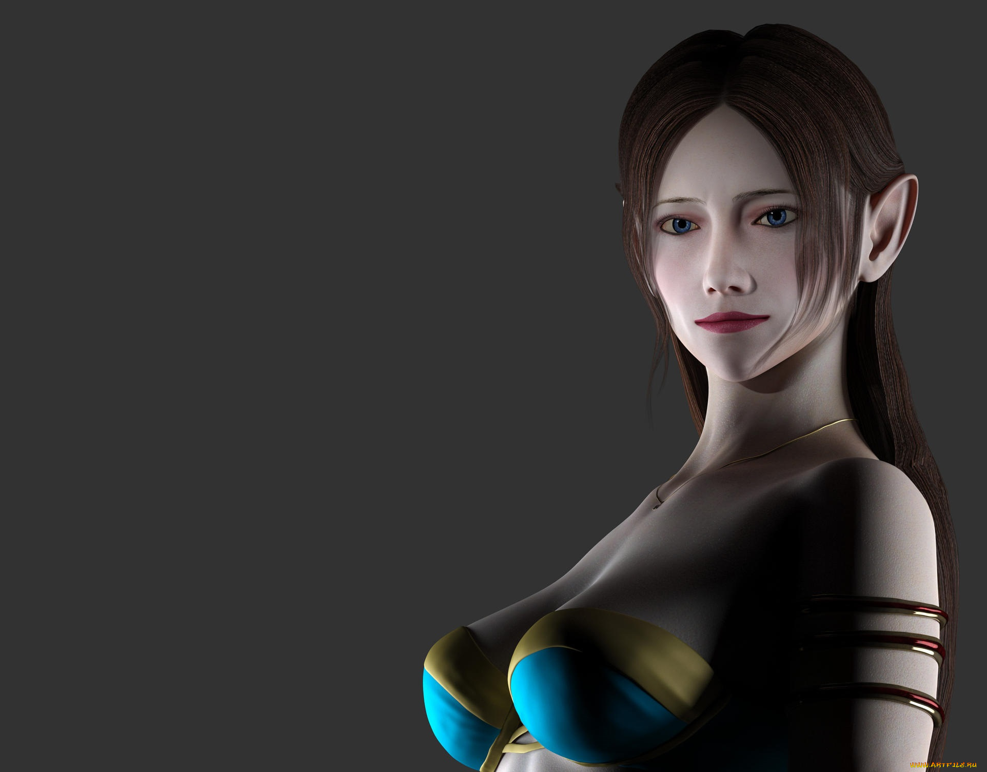 3д, графика, эльфы, , elves, девушка, взгляд, фон