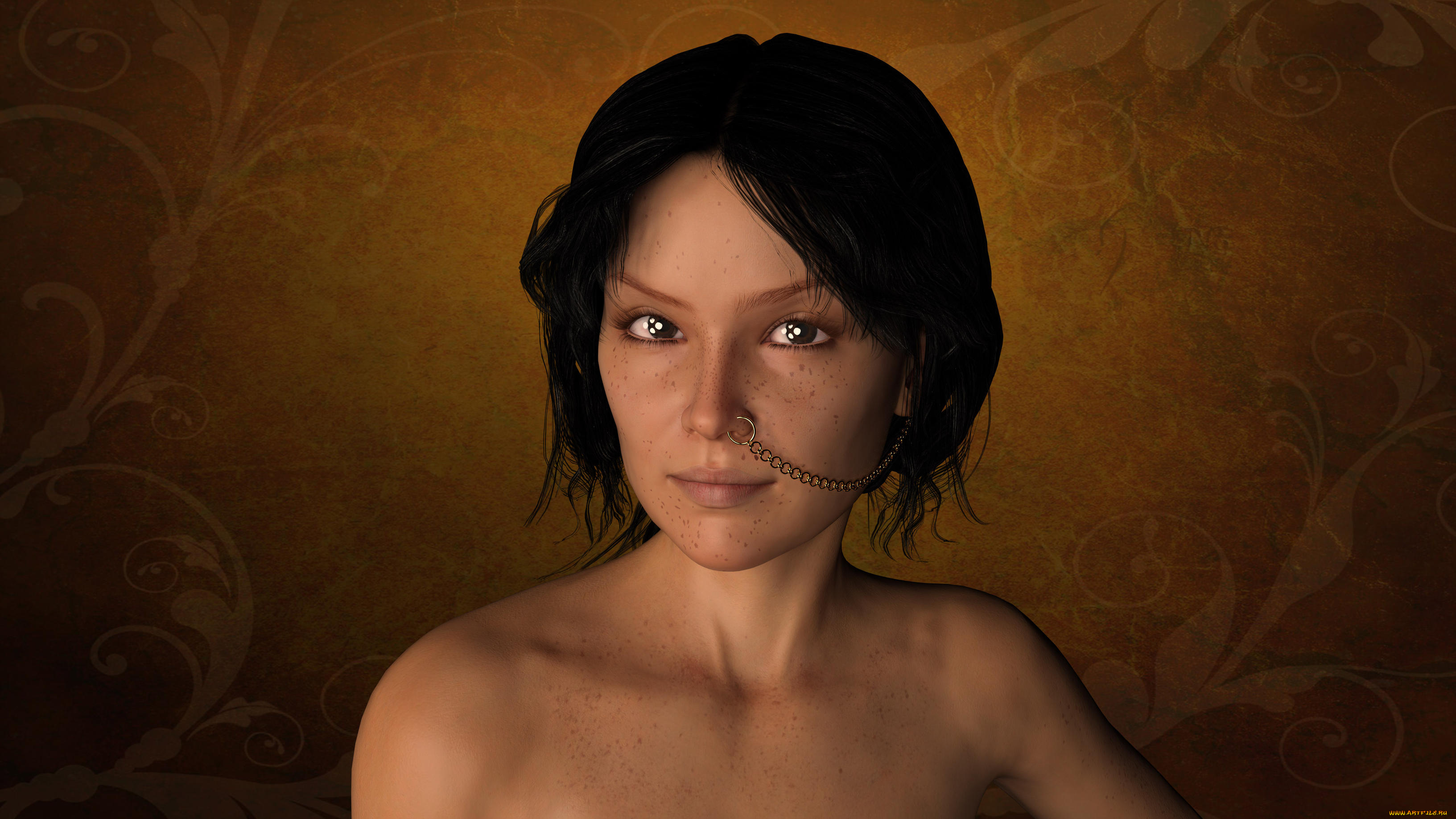 3д, графика, портрет, , portraits, фон, взгляд, девушка