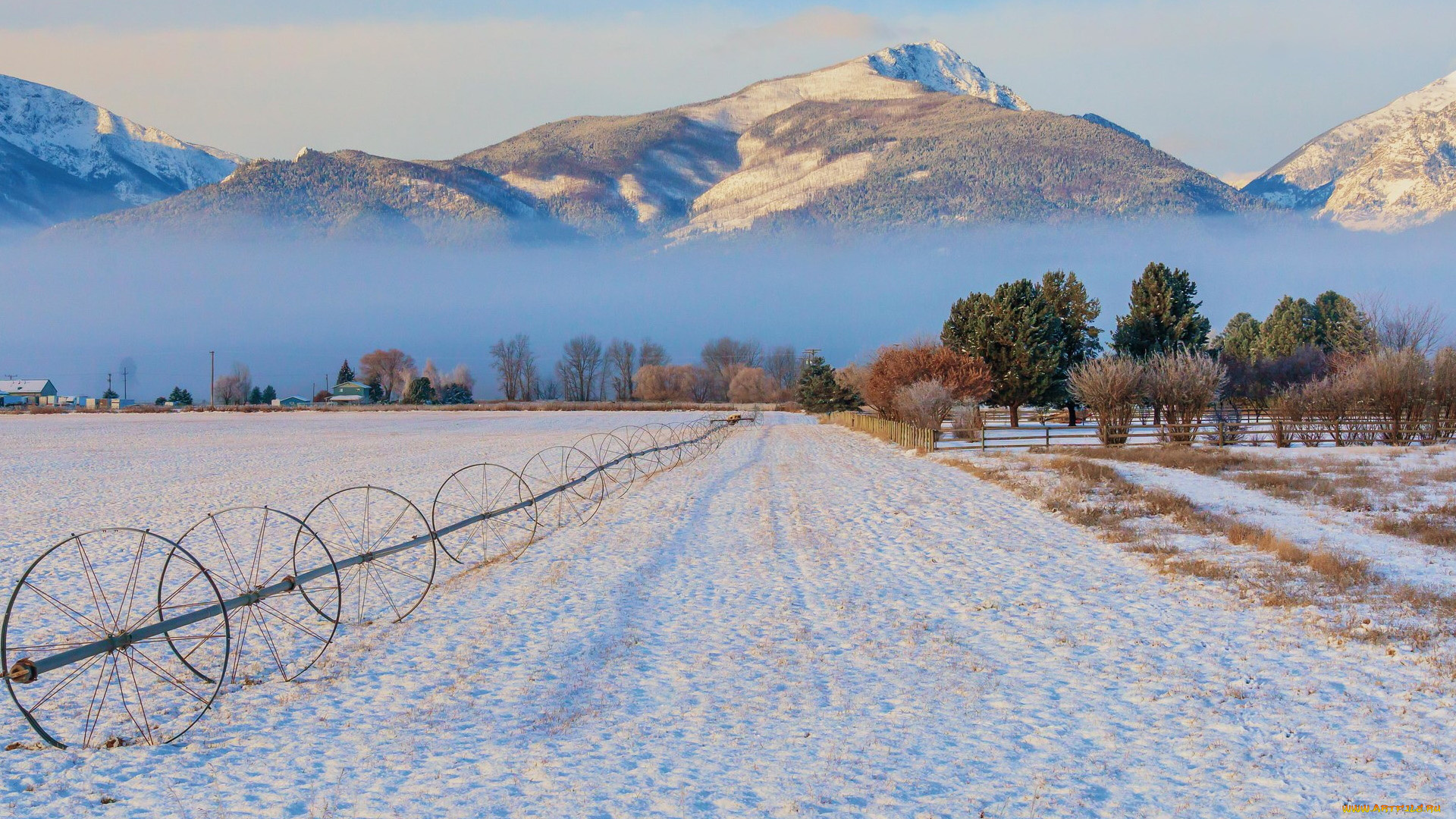 природа, зима, снег, сугробы, горы