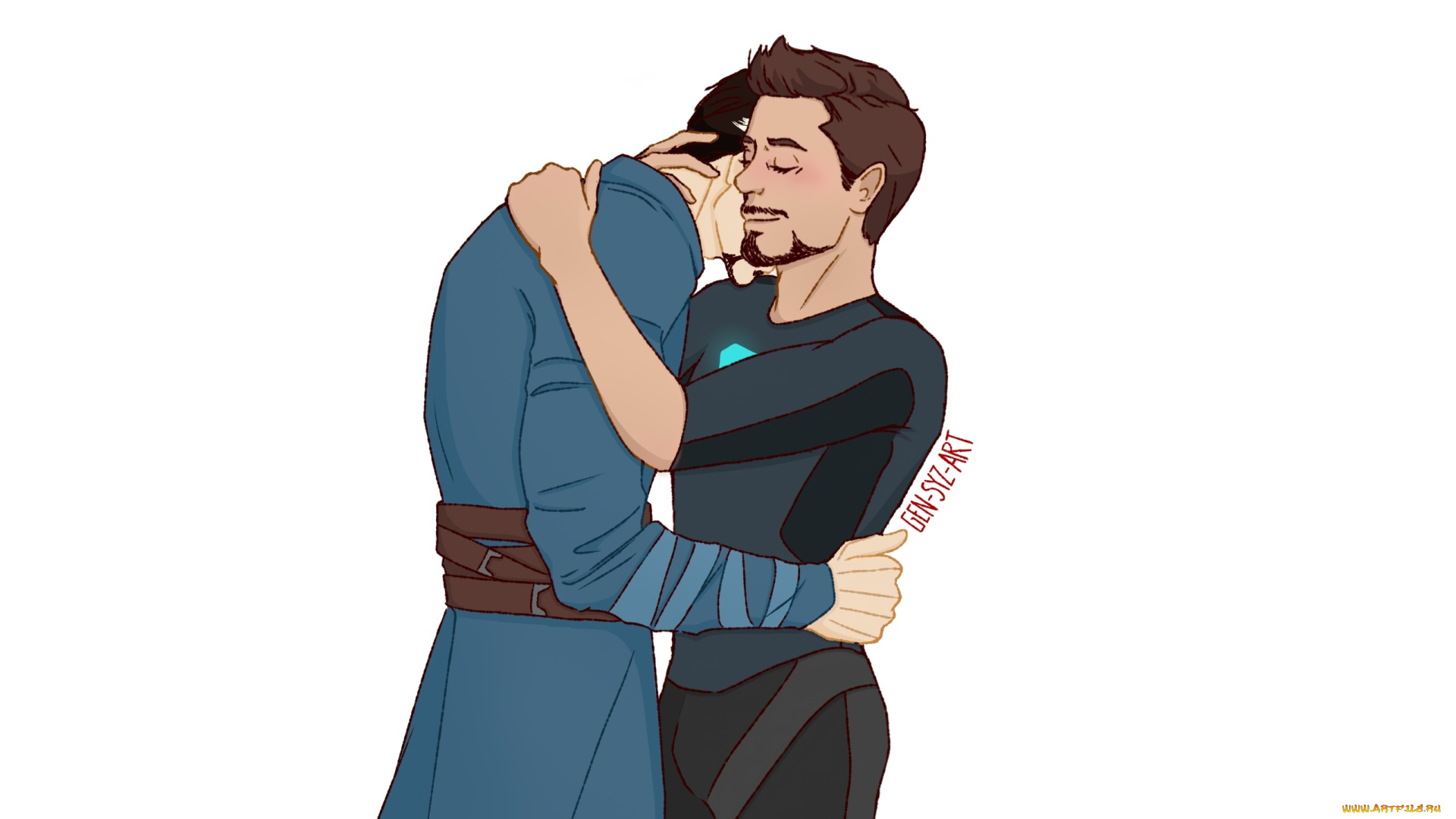 рисованное, кино, , мультфильмы, тони, старк, стивен, стрэндж, объятия