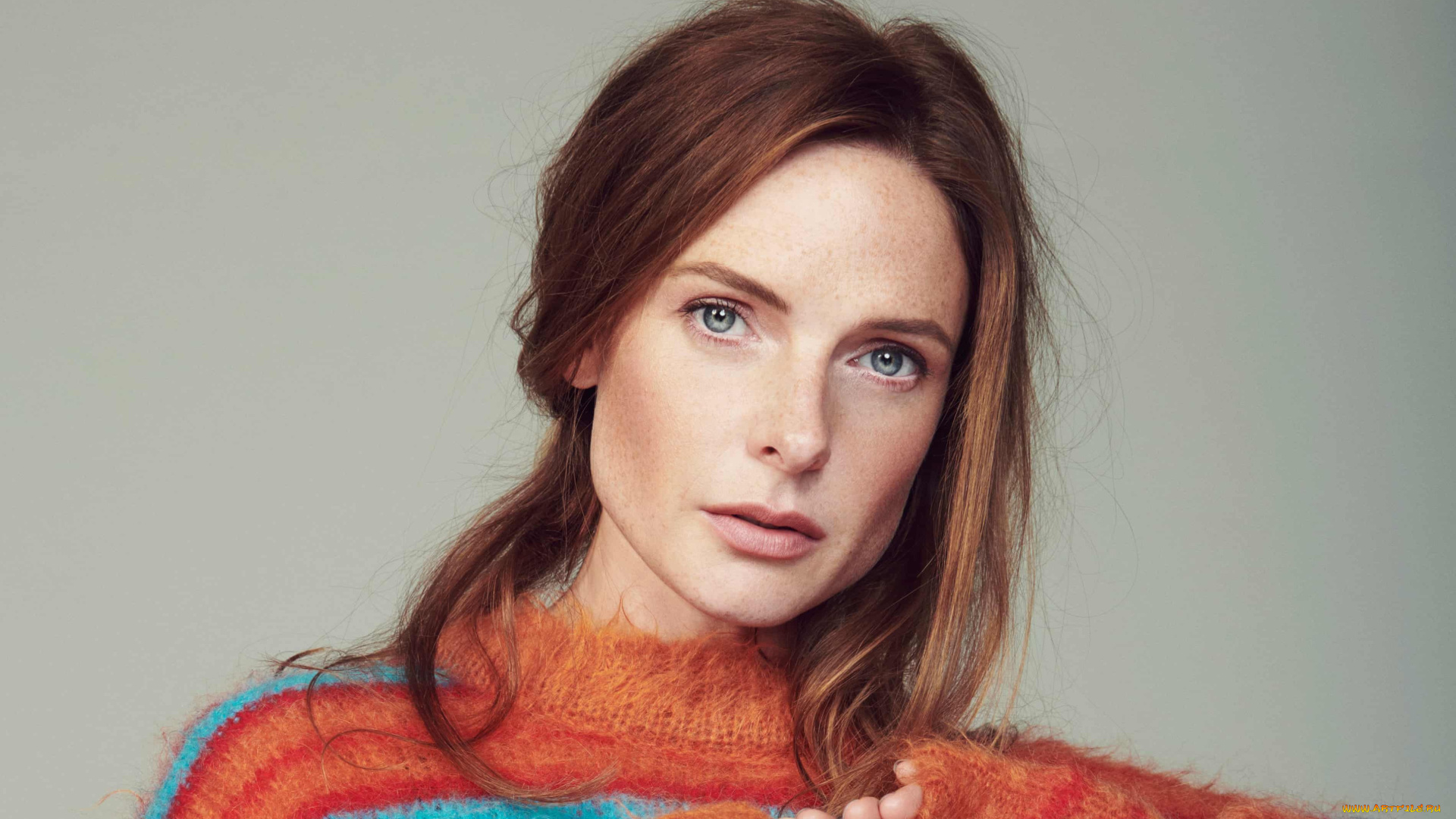 девушки, rebecca, ferguson, рыжая, лицо, свитер