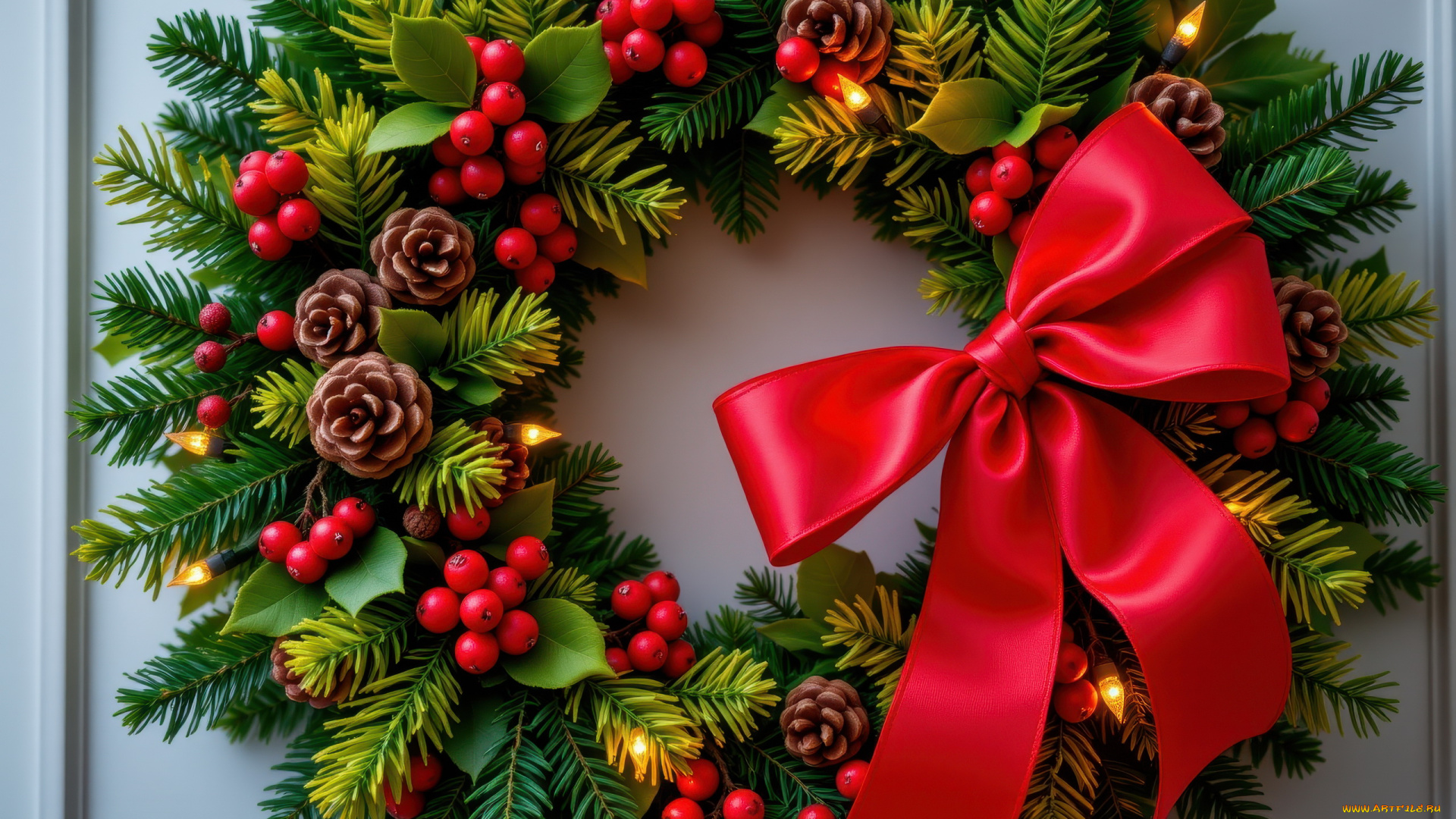 автор, wp, stl, 3д, графика, праздники, , holidays, рождественский, венок, бант