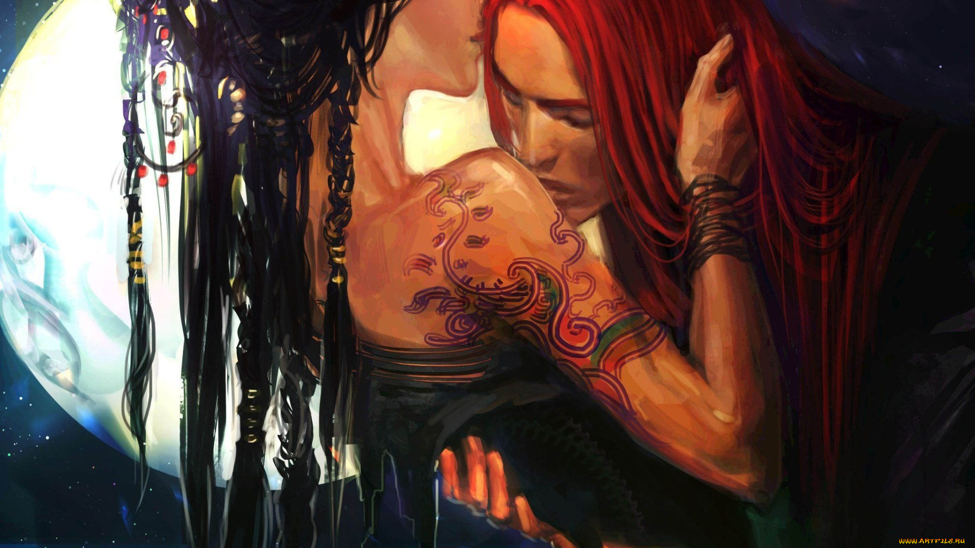 фэнтези, эльфы, парень, девушка