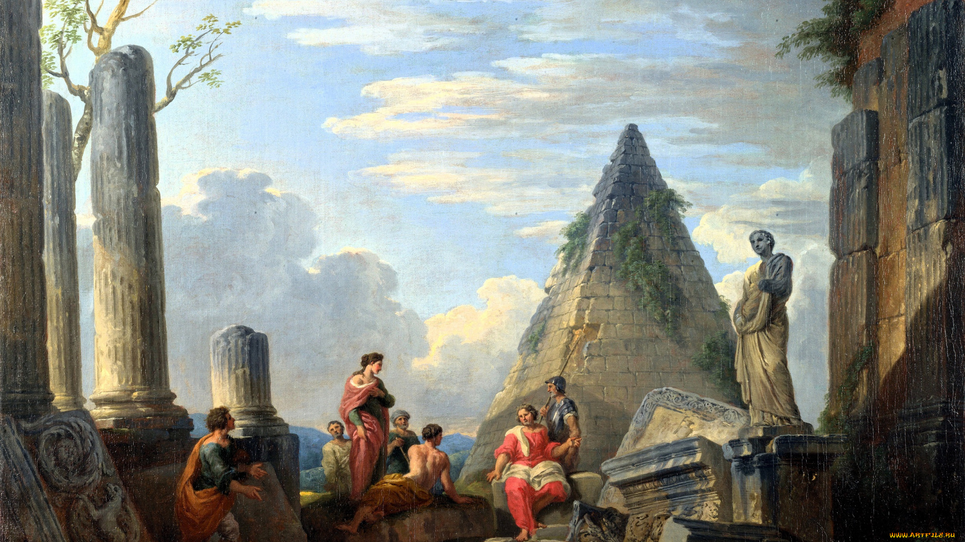 giovanni, paolo, pannini, рисованное, живопись, город, люди, развалины