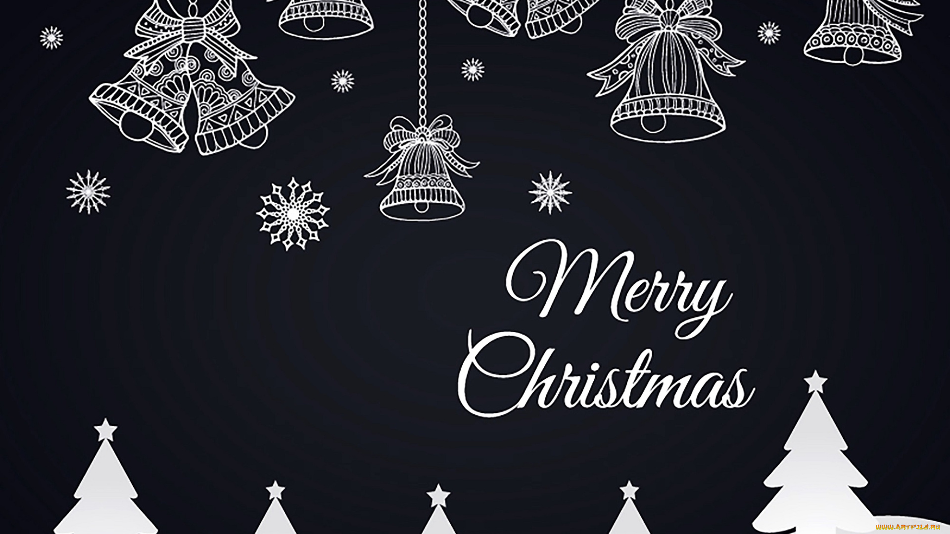 праздничные, векторная, графика, , новый, год, колокольчики, снежинки, снег, ёлки, поздравление