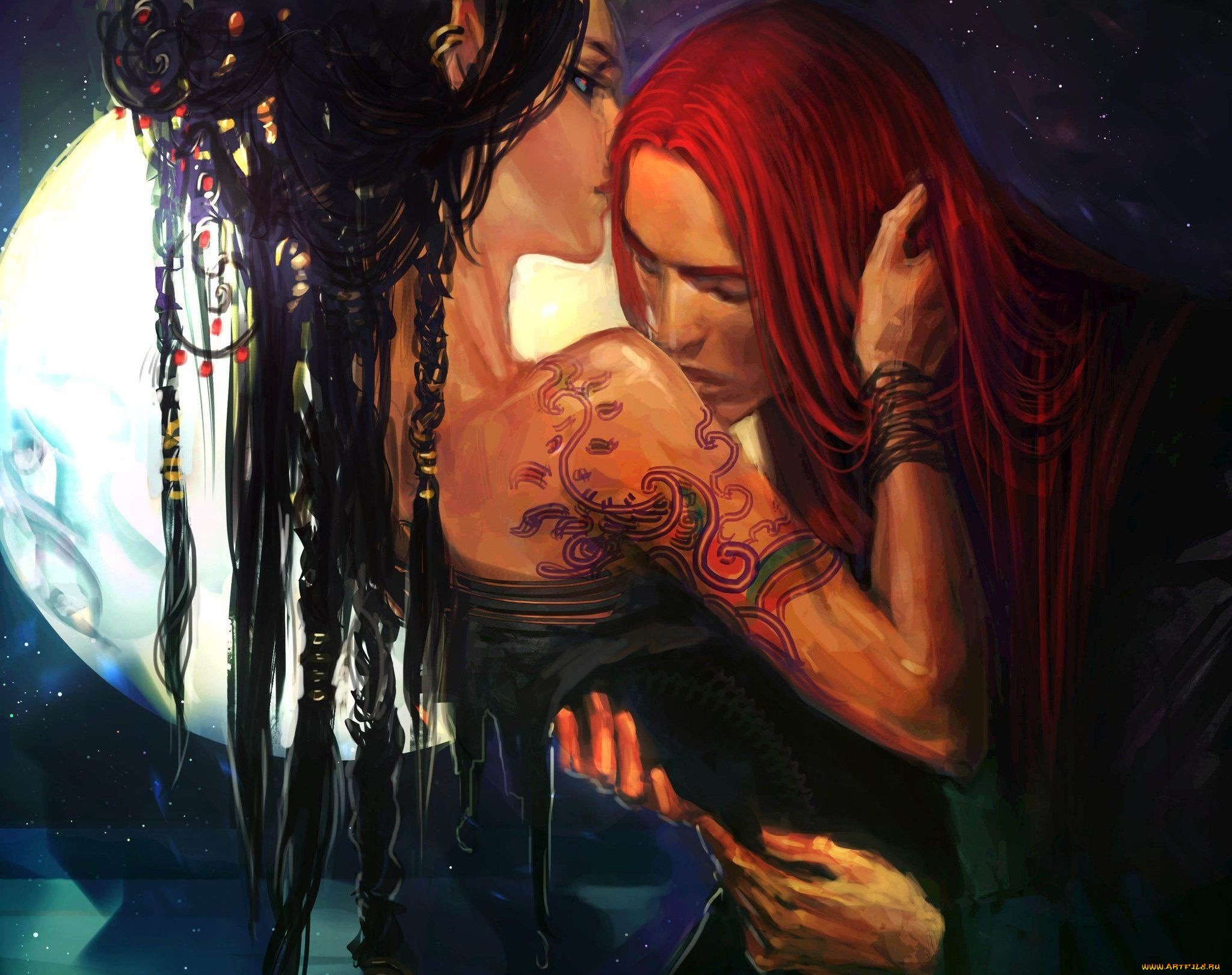 фэнтези, эльфы, парень, девушка