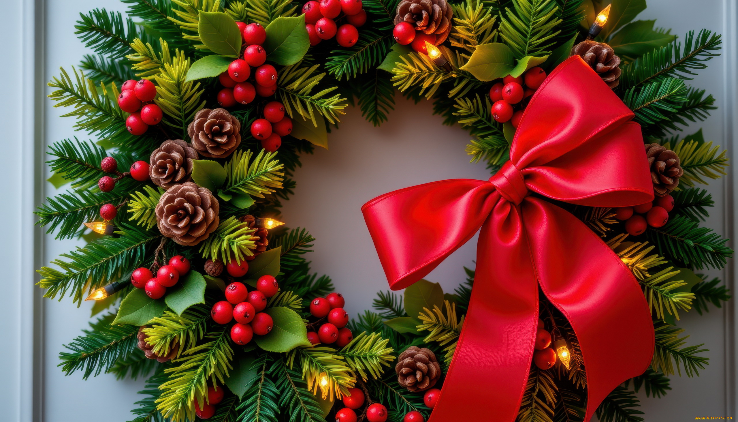 автор, wp, stl, 3д, графика, праздники, , holidays, рождественский, венок, бант
