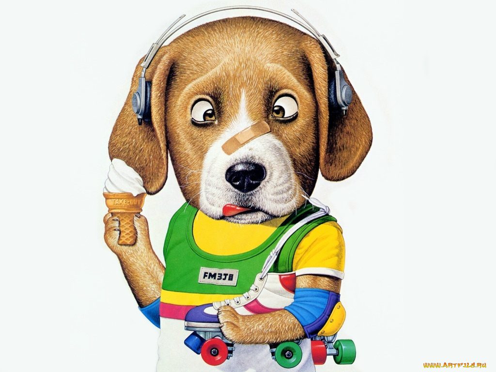 рисованные, животные, собаки